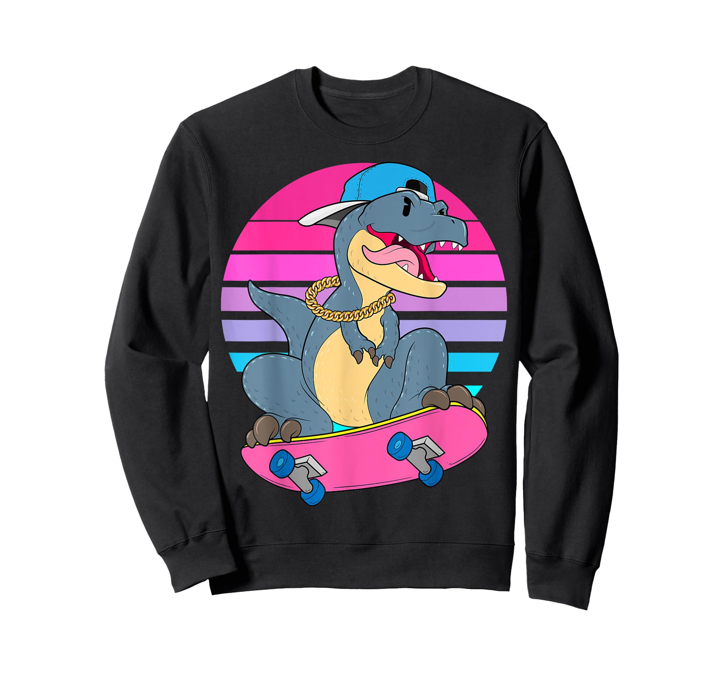 Skateboarding Dinosaur T-Rex Dino RAD Skateboard 80s Skater T-Shirt