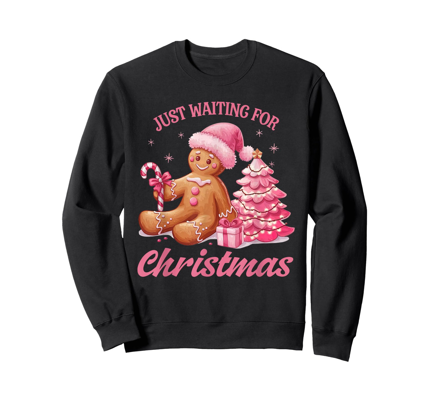 Cute Preppy Pink Gingerbread Man Candy Canes Christmas Tree T-Shirt