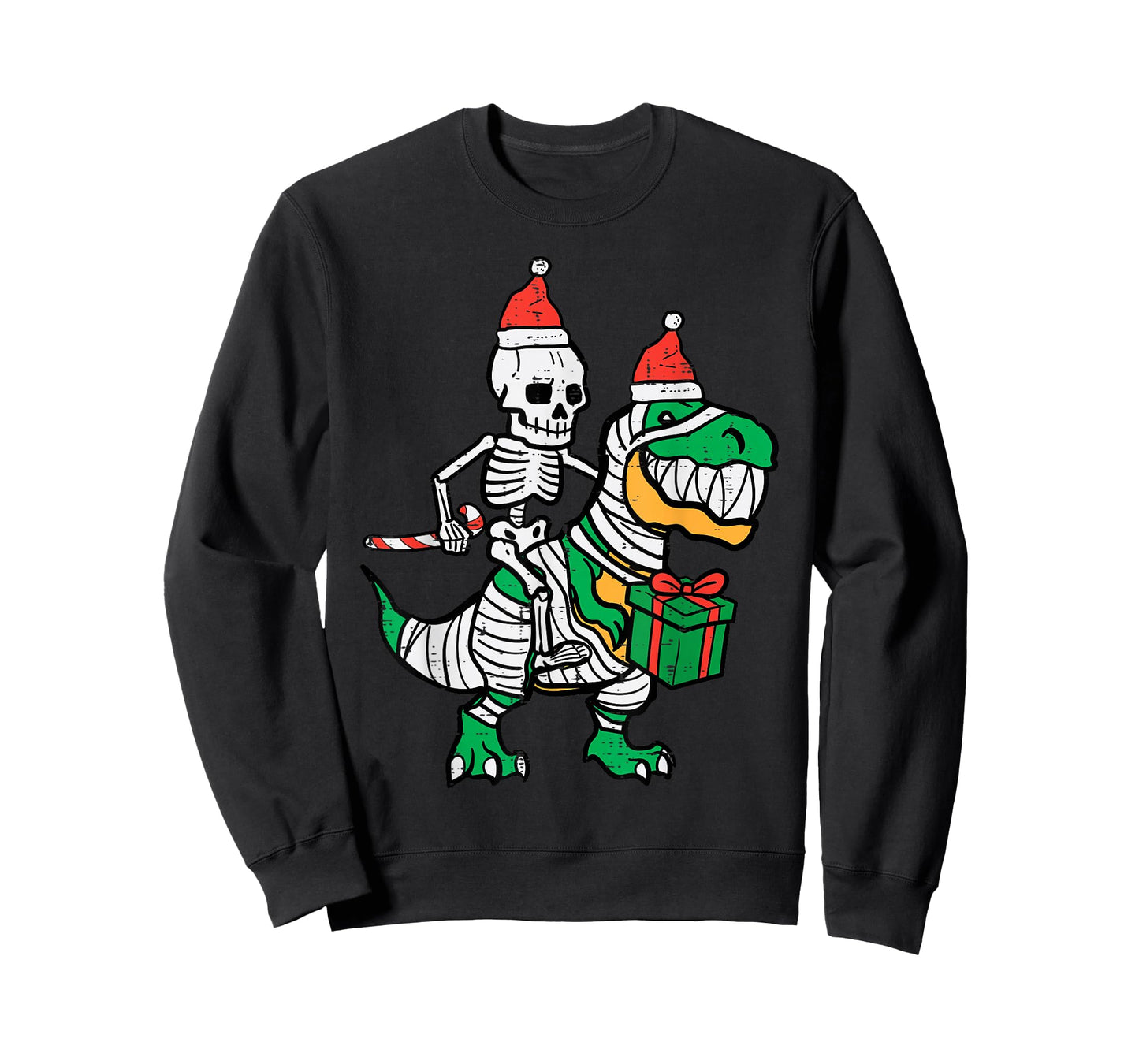 Christmas Skeleton On Trex Santa Xmas Dino Boys Kids Toddler T-Shirt