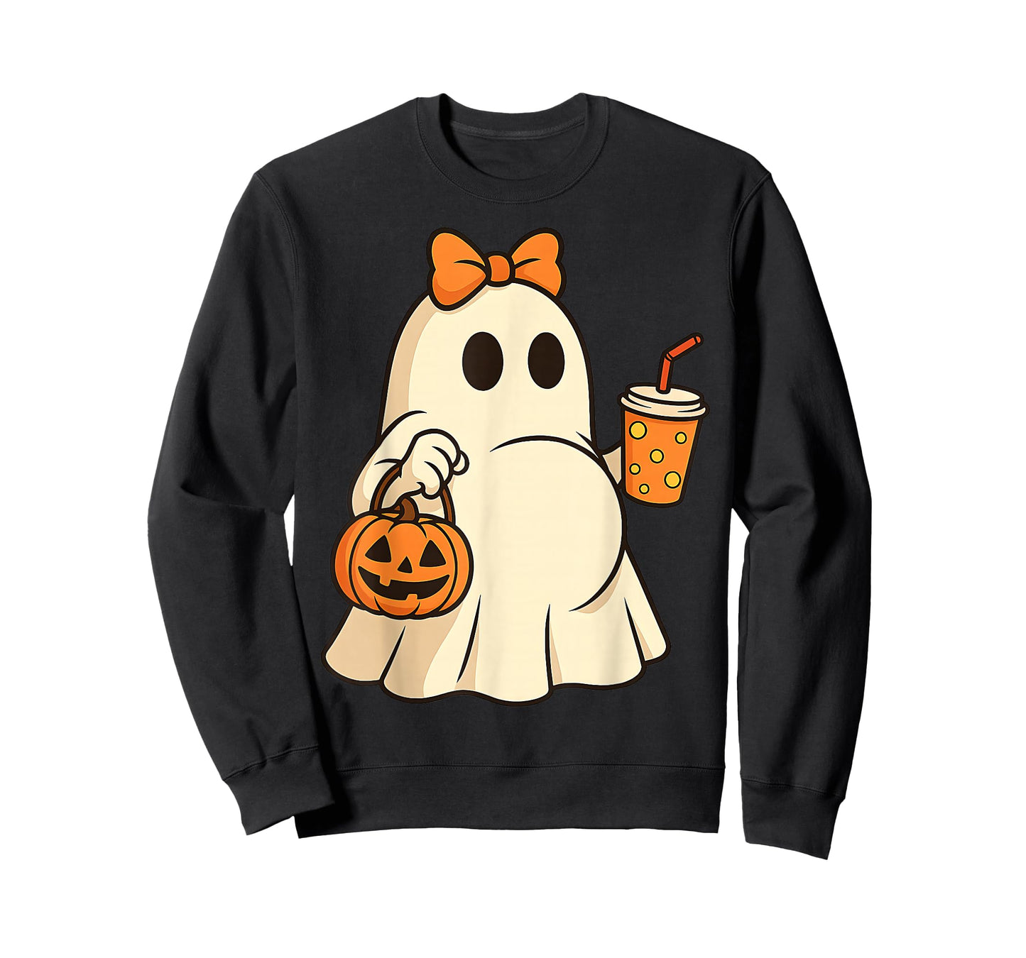 Ghost Bow Pumpkin Coffee Halloween Pregnancy Mom Mommy Dad T-Shirt