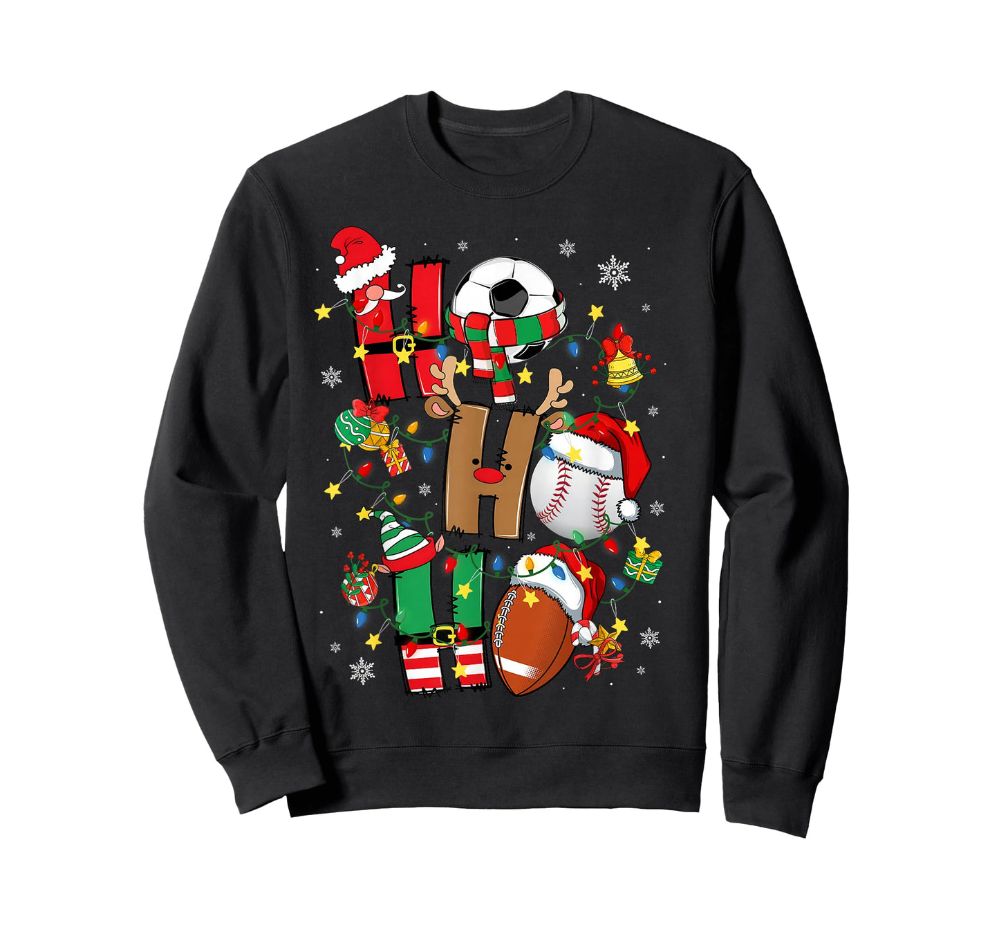Santa Baseball Football Soccer Pajamas Ho Ho Christmas Xmas T-Shirt