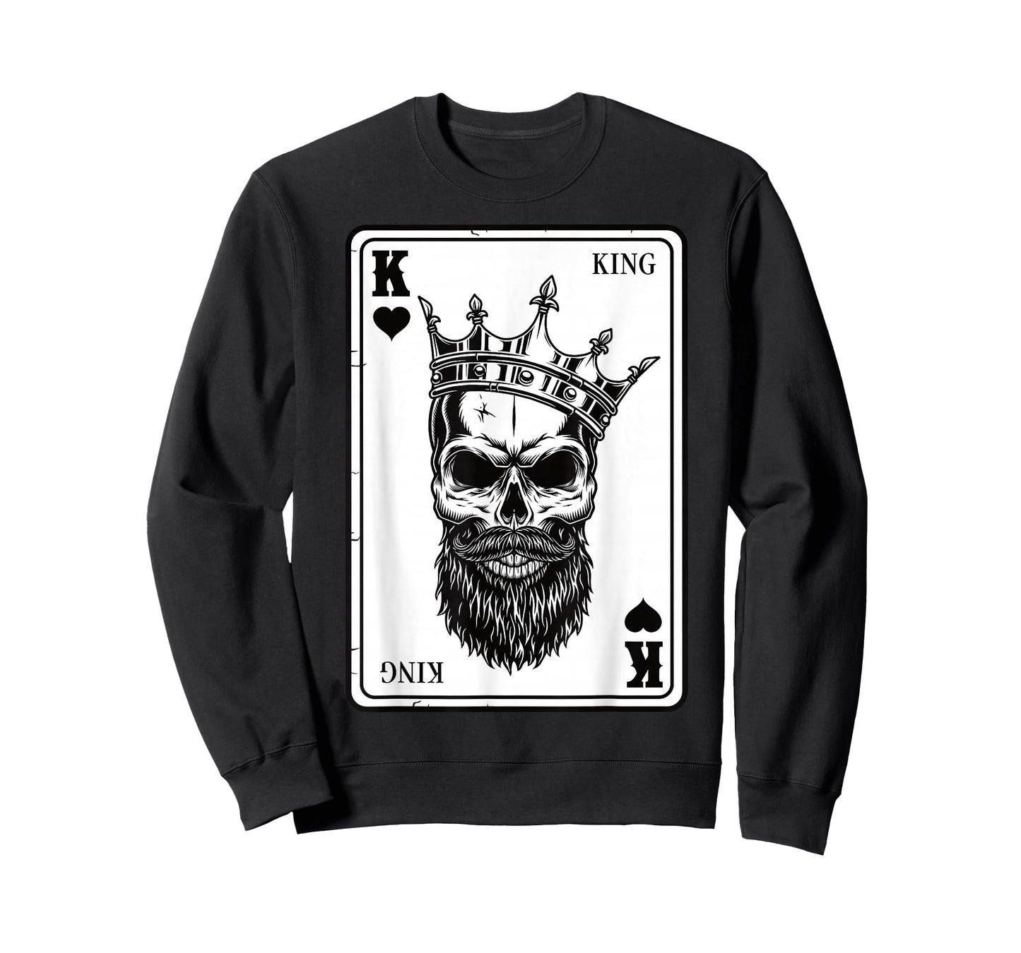 King And Queen Skull - 2/2 Card Hearts Flush Couple Matching T-Shirt
