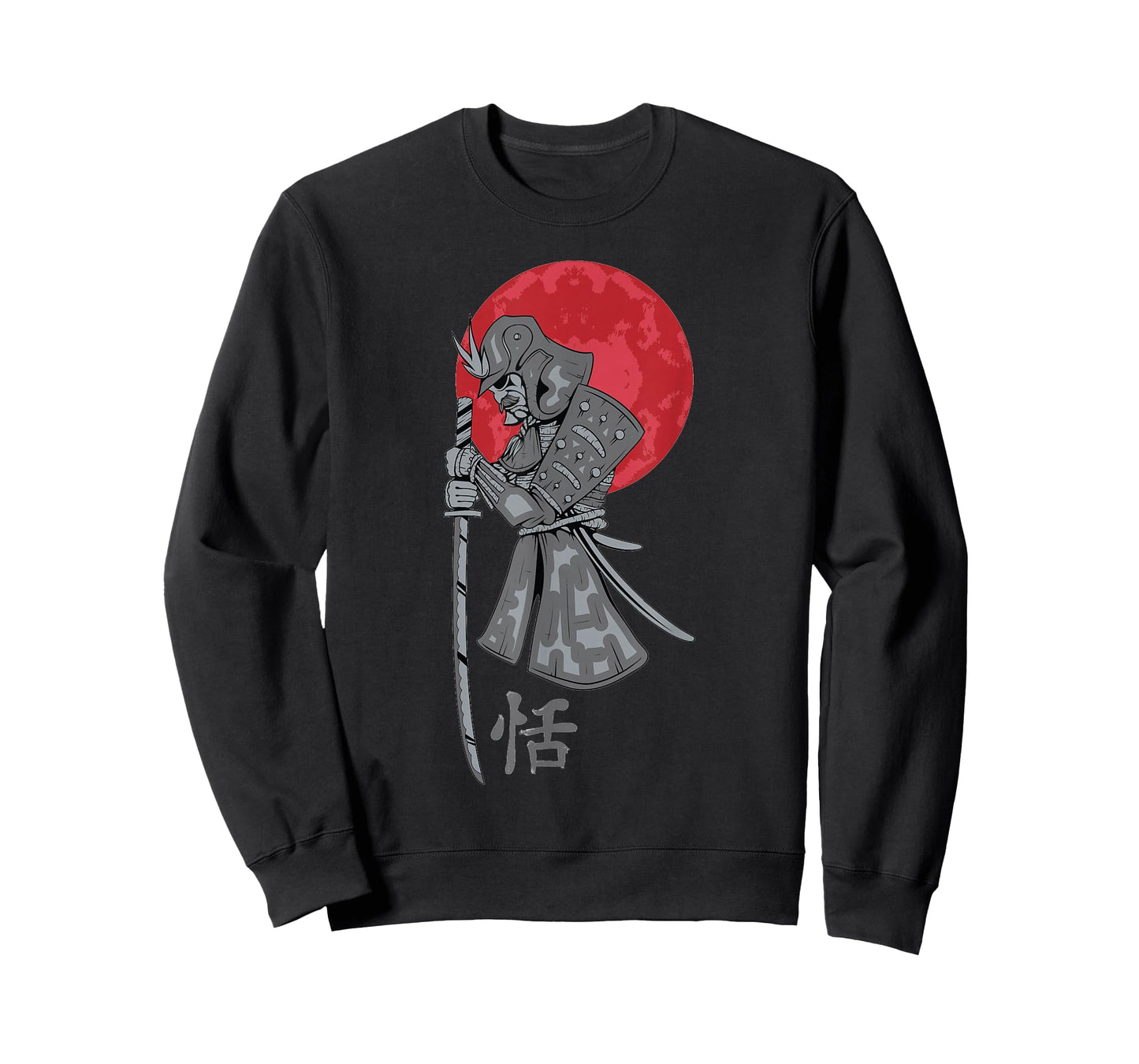 Samurai Warrior Katana Bushido Sword Red Moon Kanji T-Shirt