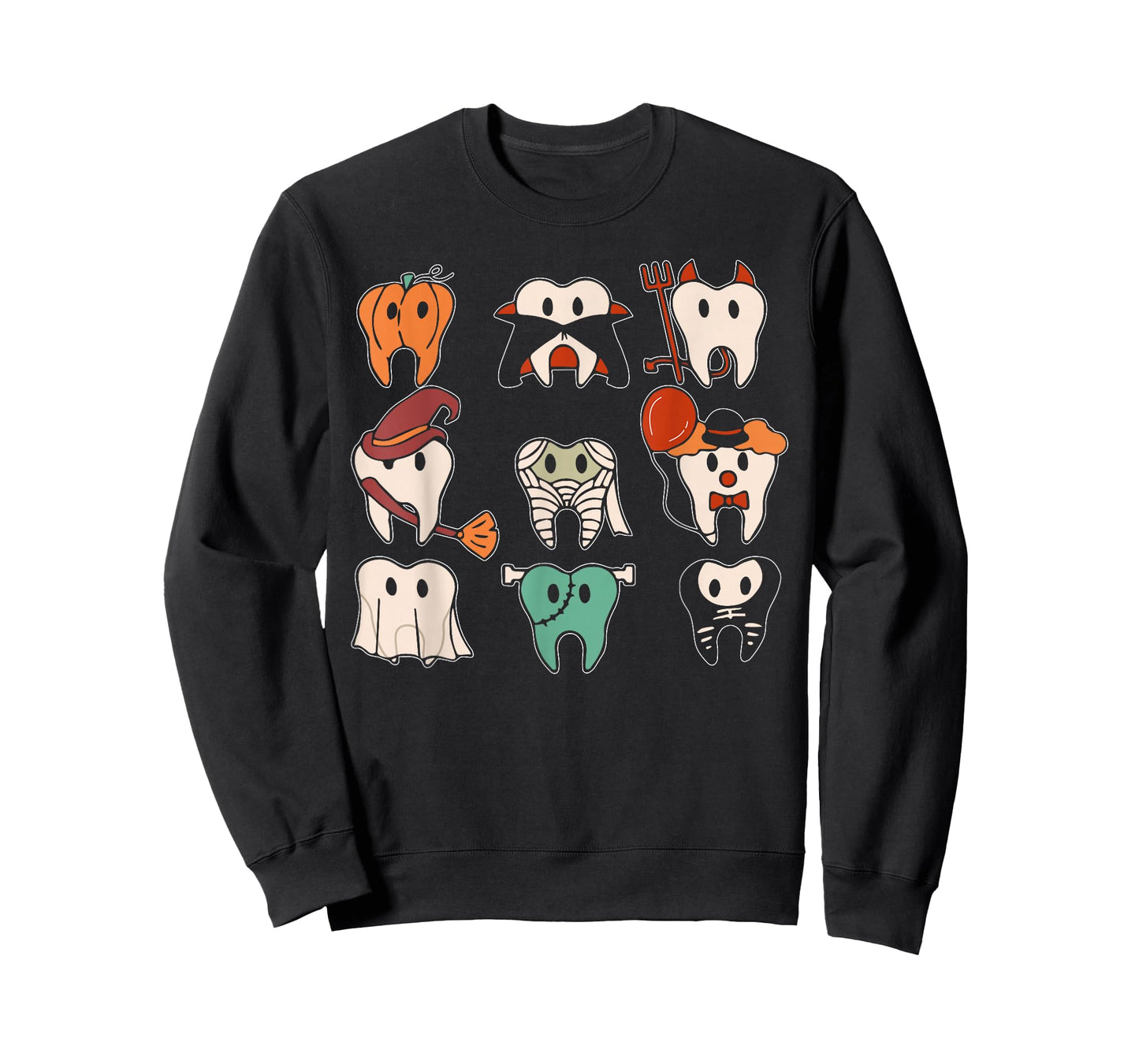 Funny Halloween Teeth Ghost Dentist Dental Squad Men Women T-Shirt