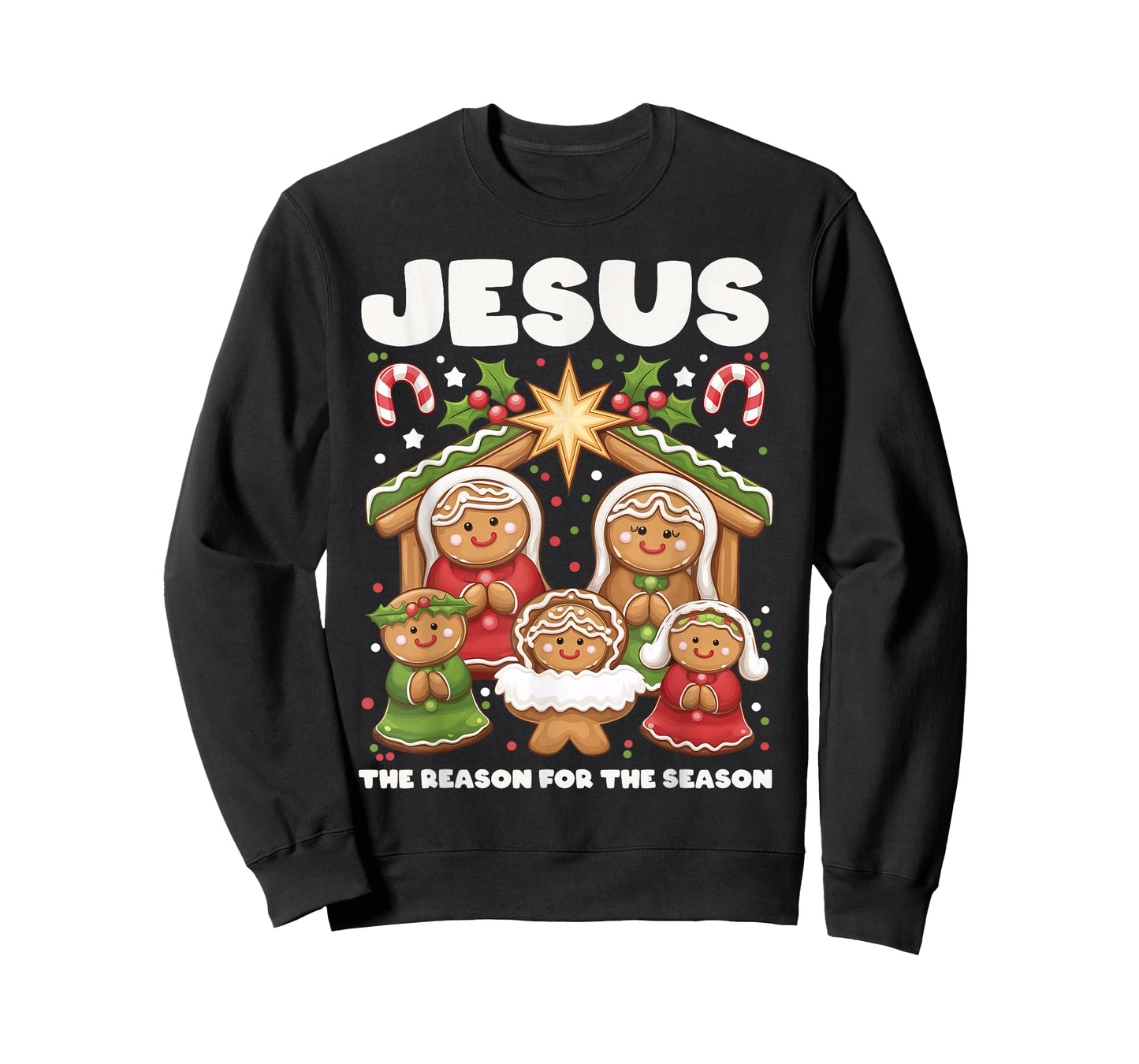 Jesus The Reason Gingerbread Christmas Christian Nativity T-Shirt