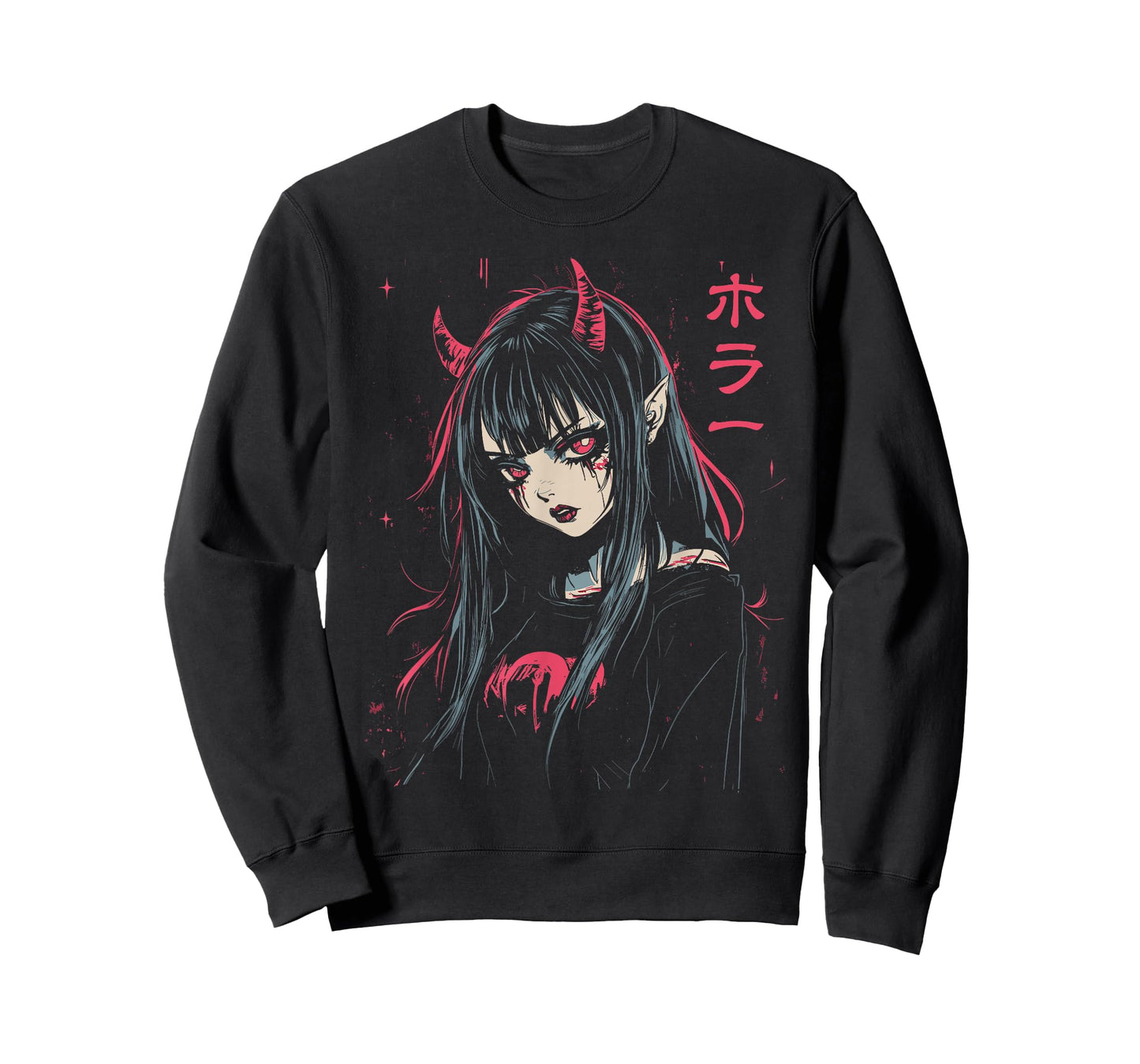Anime Horror Girl Aesthetic Vaporwave Waifu Japanese Girl T-Shirt