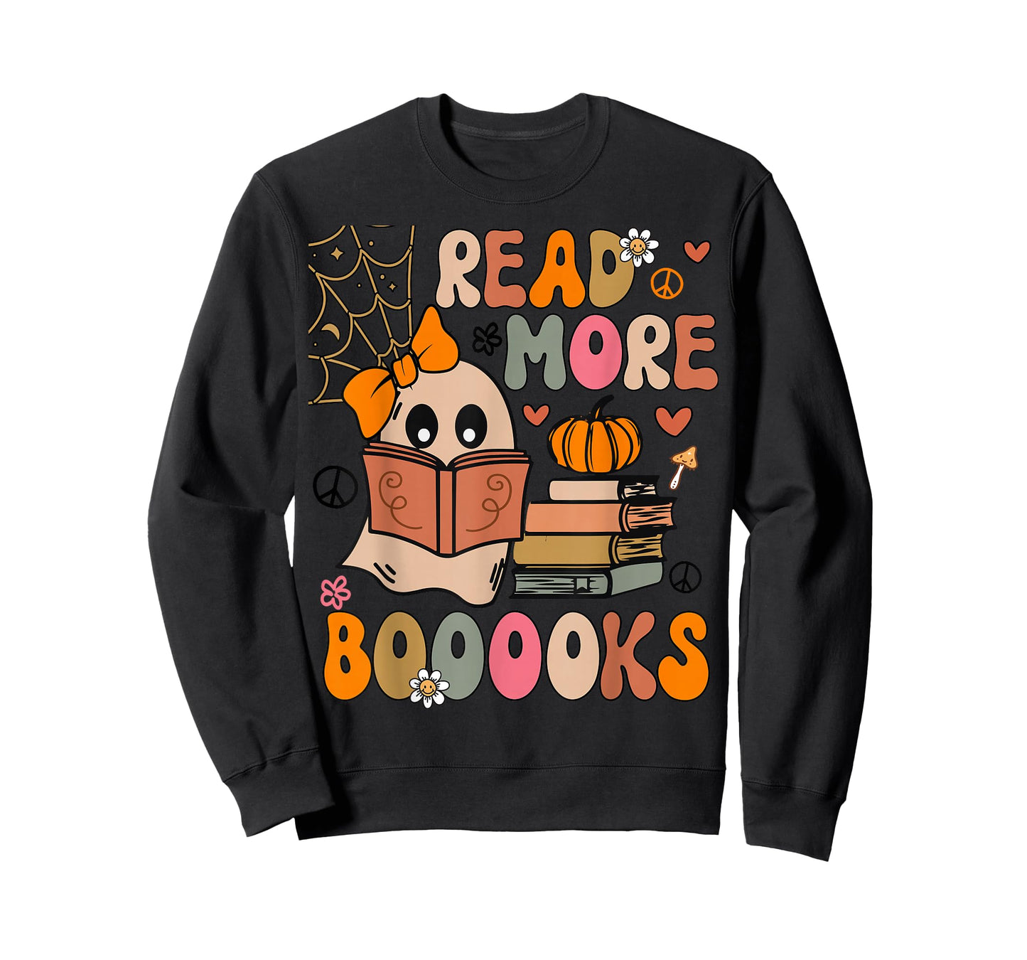 Cute Booooks Ghost Read More Books Funny Teacher Halloween T-Shirt