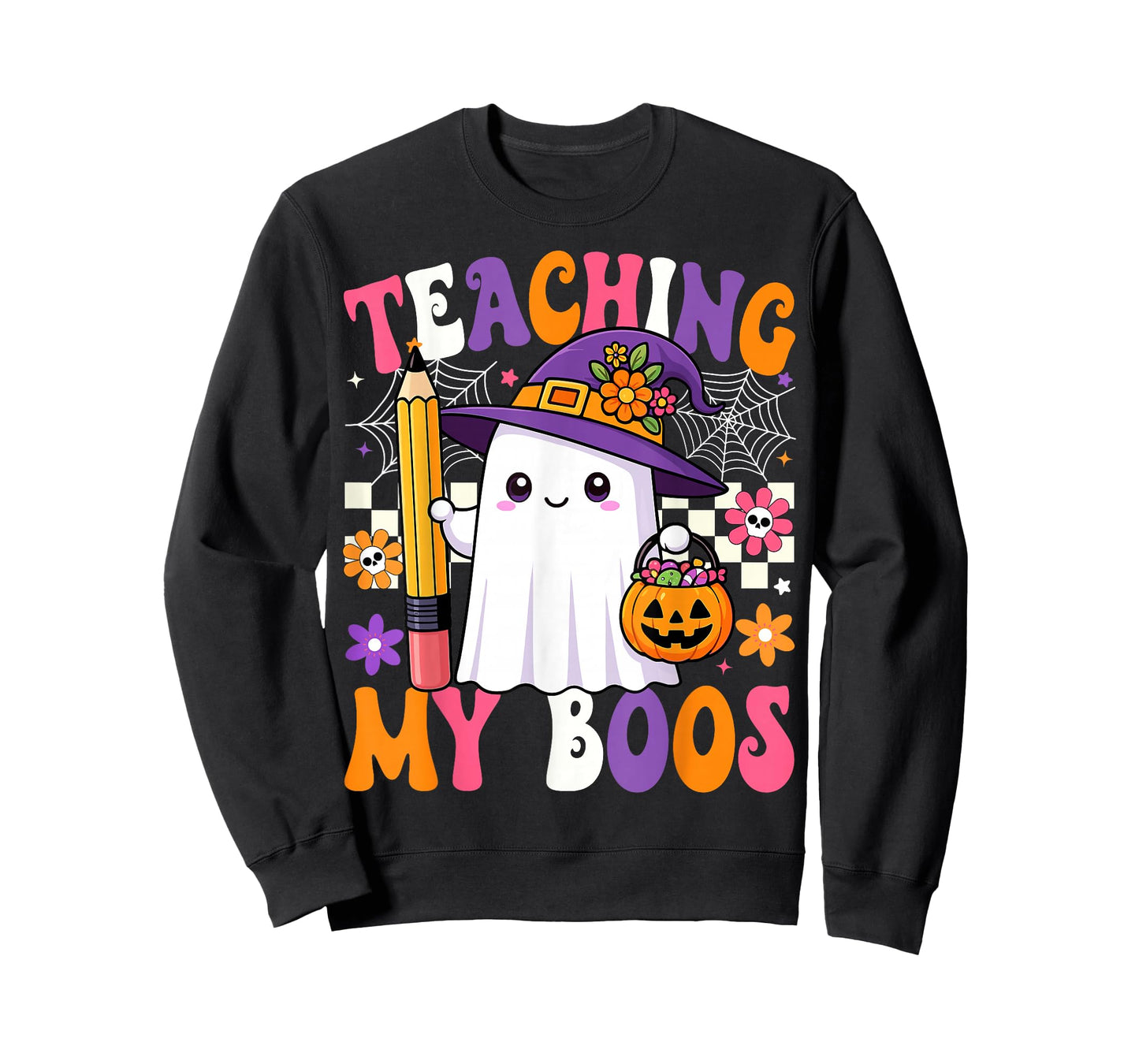 Teaching My Boos Ghost Teacher Cute Pencil Halloween Teacher T-Shirt