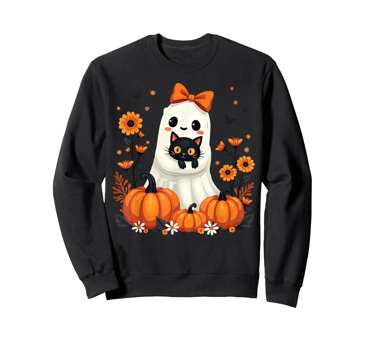 Halloween Ghost Holding Cat Vintage Spooky T-Shirt