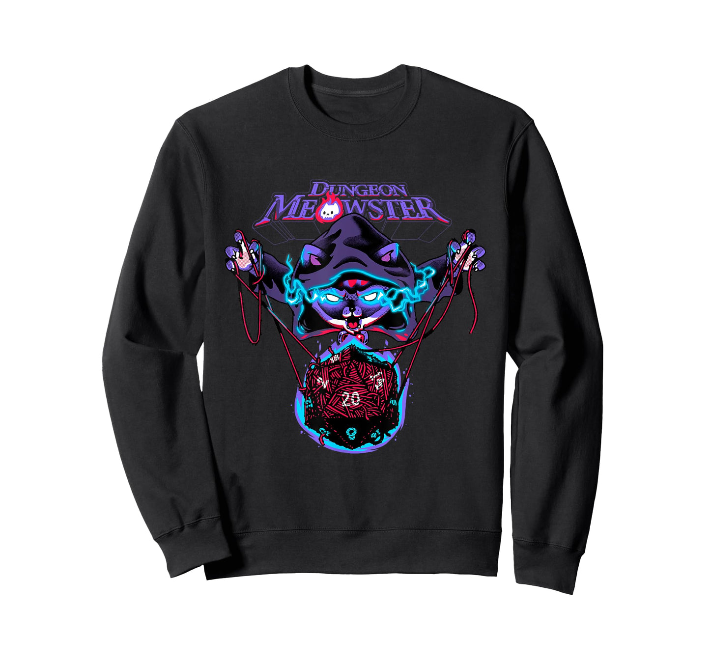 Dungeon Meowster Funny Nerdy Gamer Cat D20 Tabletop RPG T-Shirt