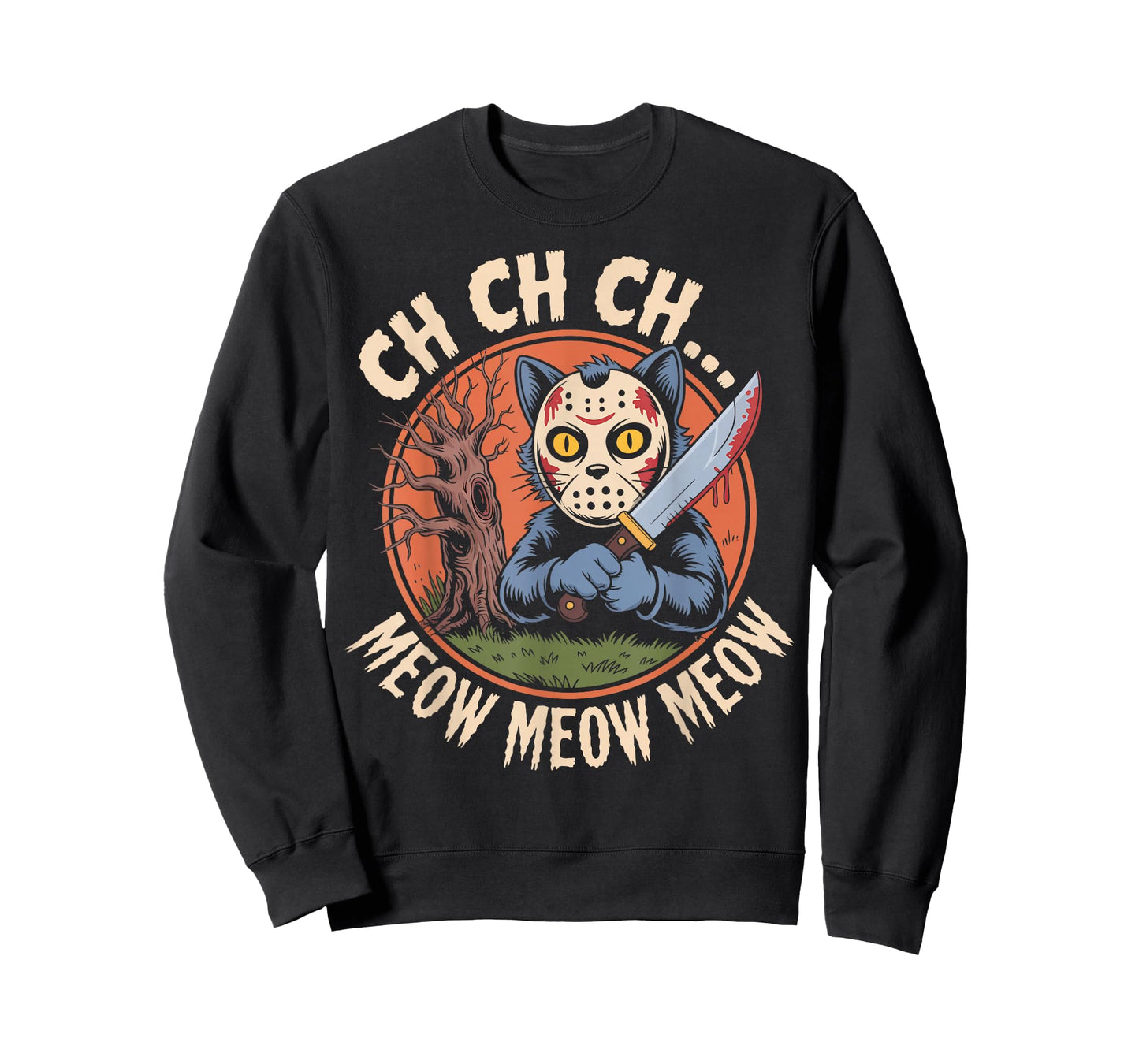 Ch Ch Ch Meow Meow Meow Cat Movie Horror Halloween Retro T-Shirt