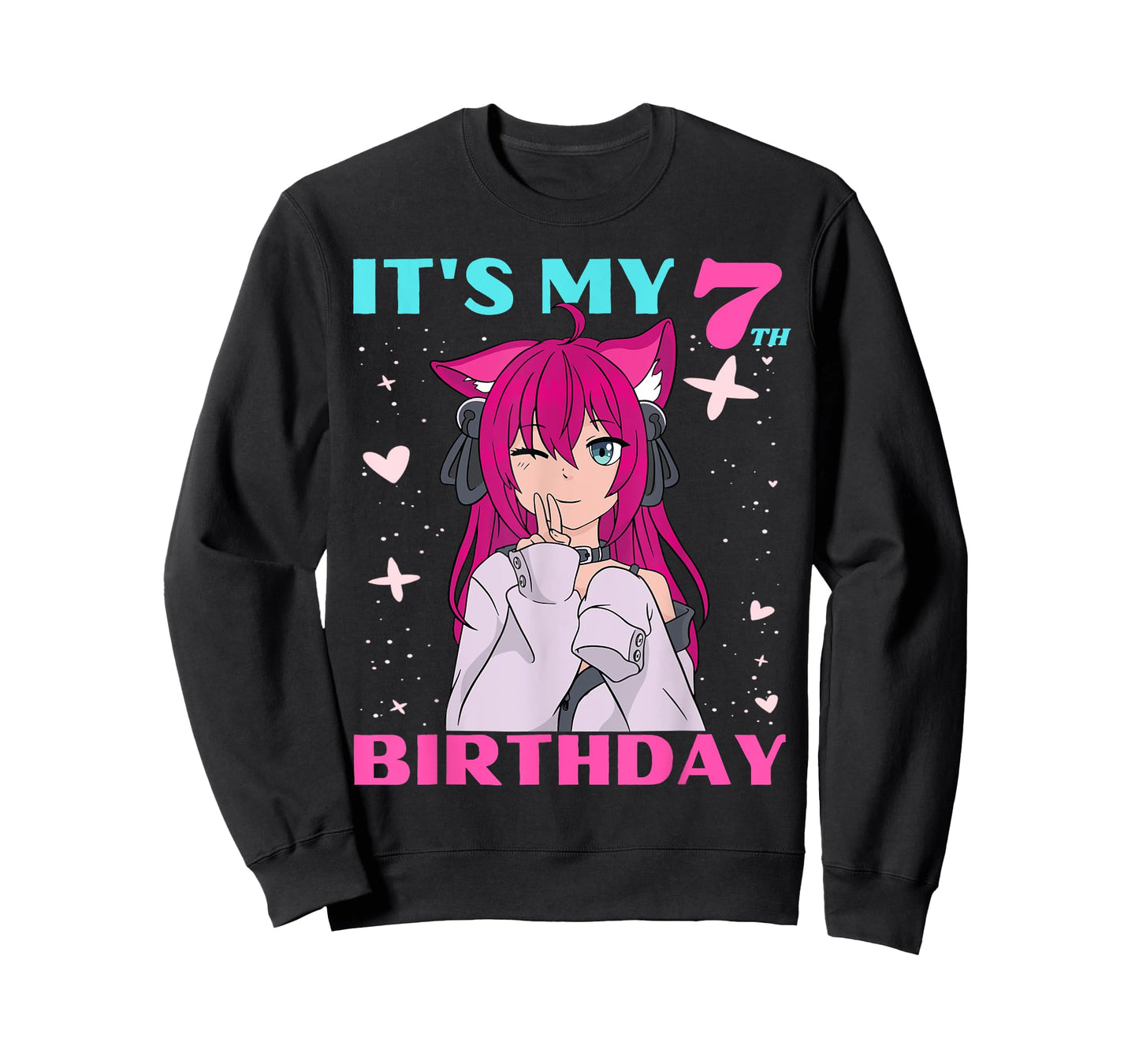 Anime Girl It's My 7th Birthday 7 Years Birthday Girl Kawaii T-Shirt