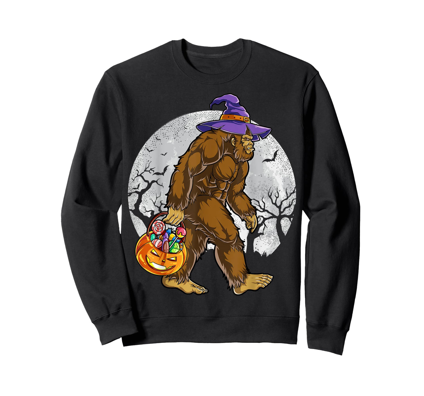 Bigfoot Witch Pumpkin Halloween Girls Women Sasquatch Lovers T-Shirt