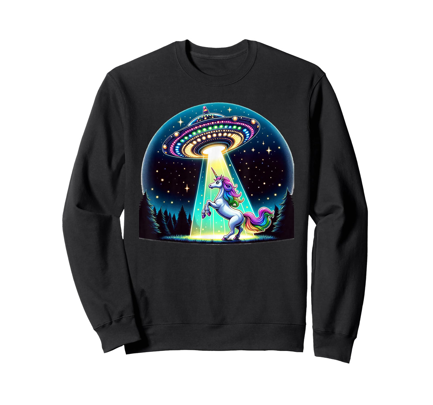 Rainbow Unicorn Abduction Alien Invasion Funny UFO Spaceship T-Shirt