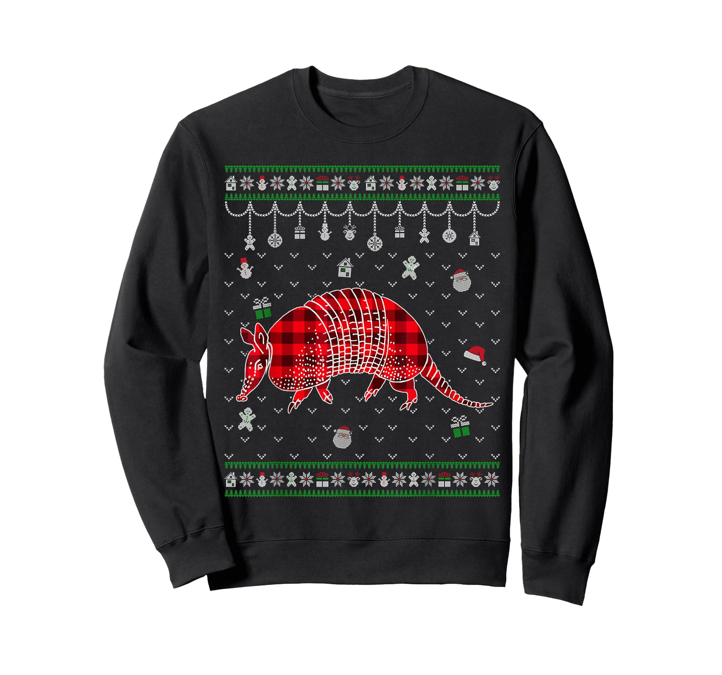 Red Plaid Armadillo Lover Funny Ugly Christmas Sweater T-Shirt