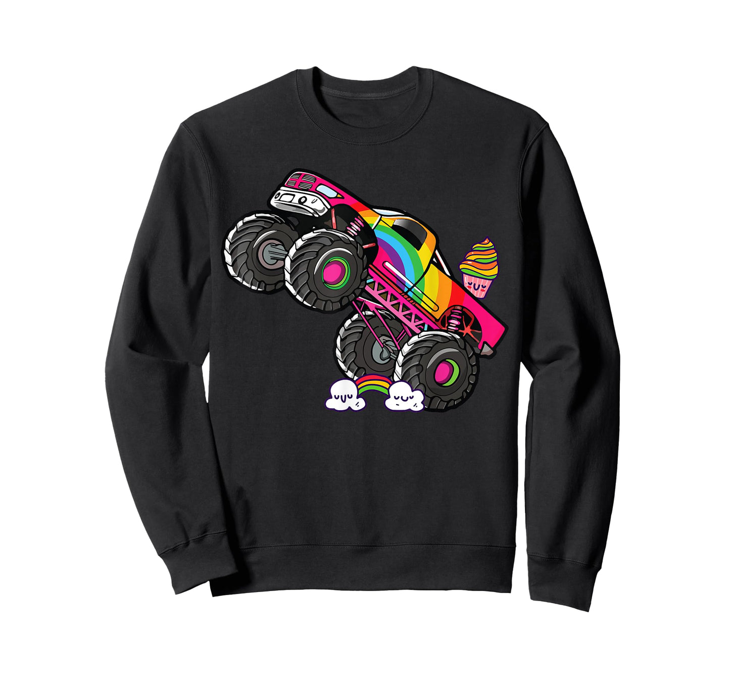 Girls Monster Truck Pink Rainbow Monster Truck Girl Women T-Shirt