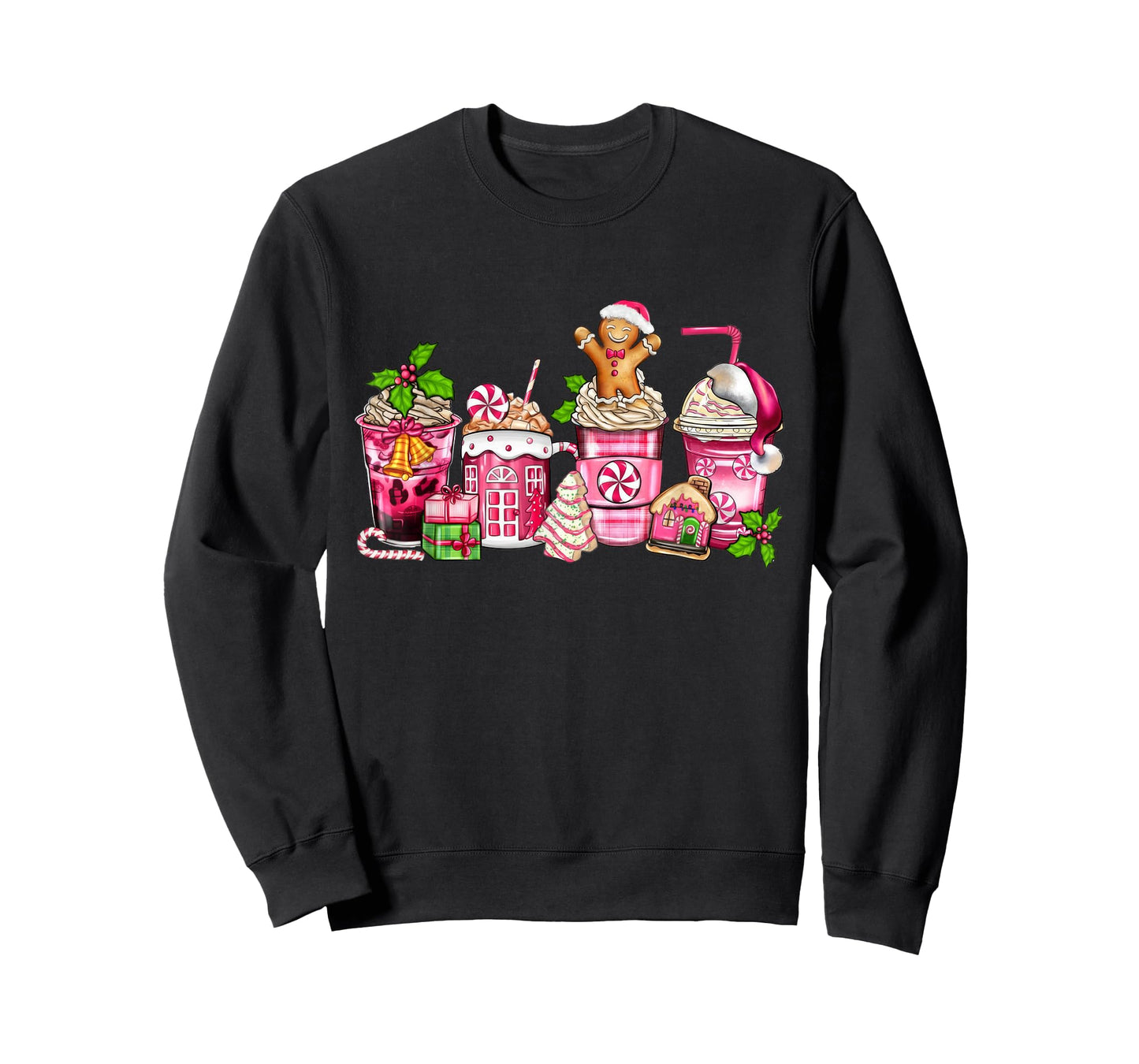 Coffee Christmas Gingerbread Pink Women Latte Cozy Winter T-Shirt