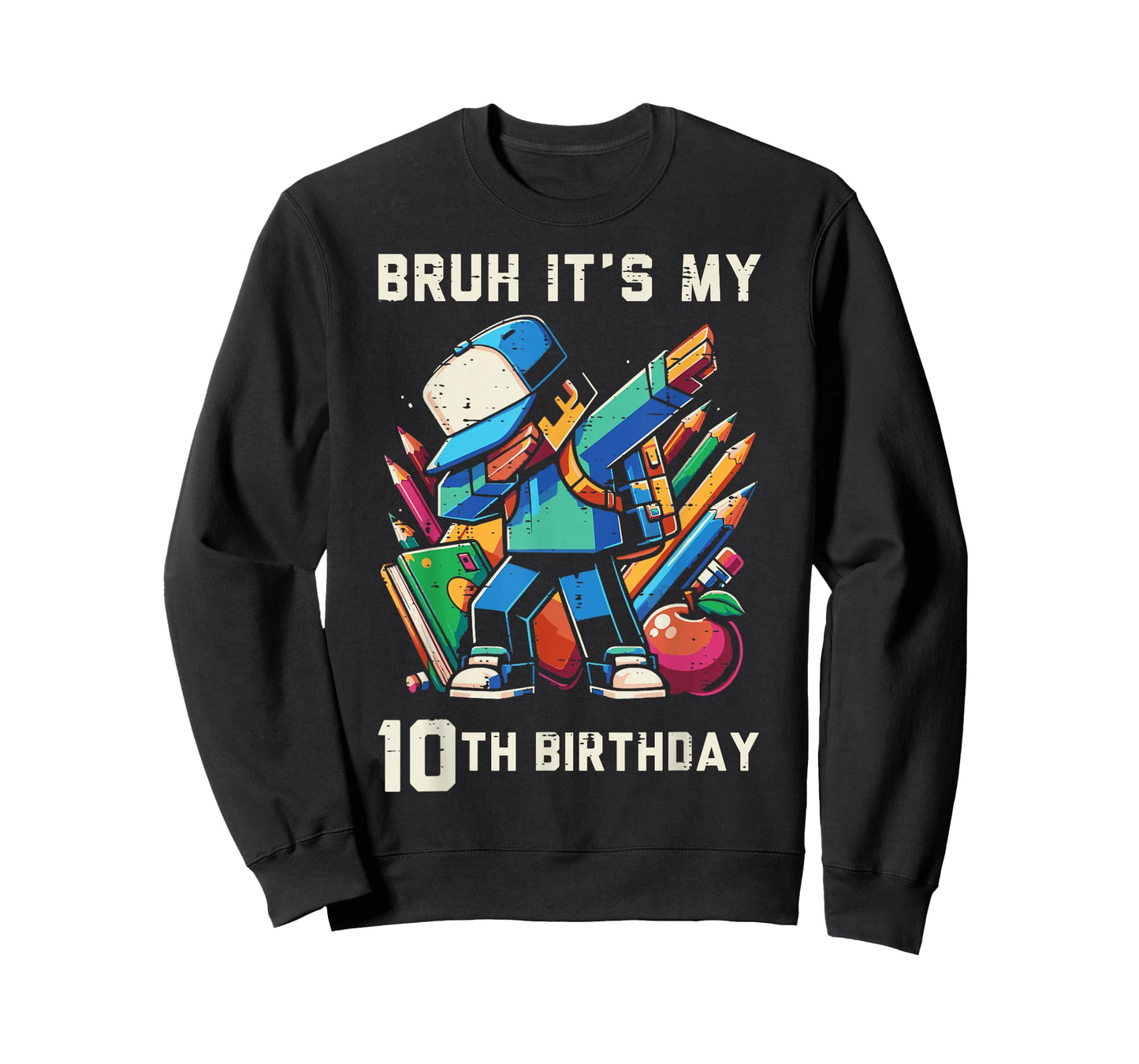 Bruh Its My 10th Birthday Pixel Dab 10 Bday Gamer Boys Kids T-Shirt