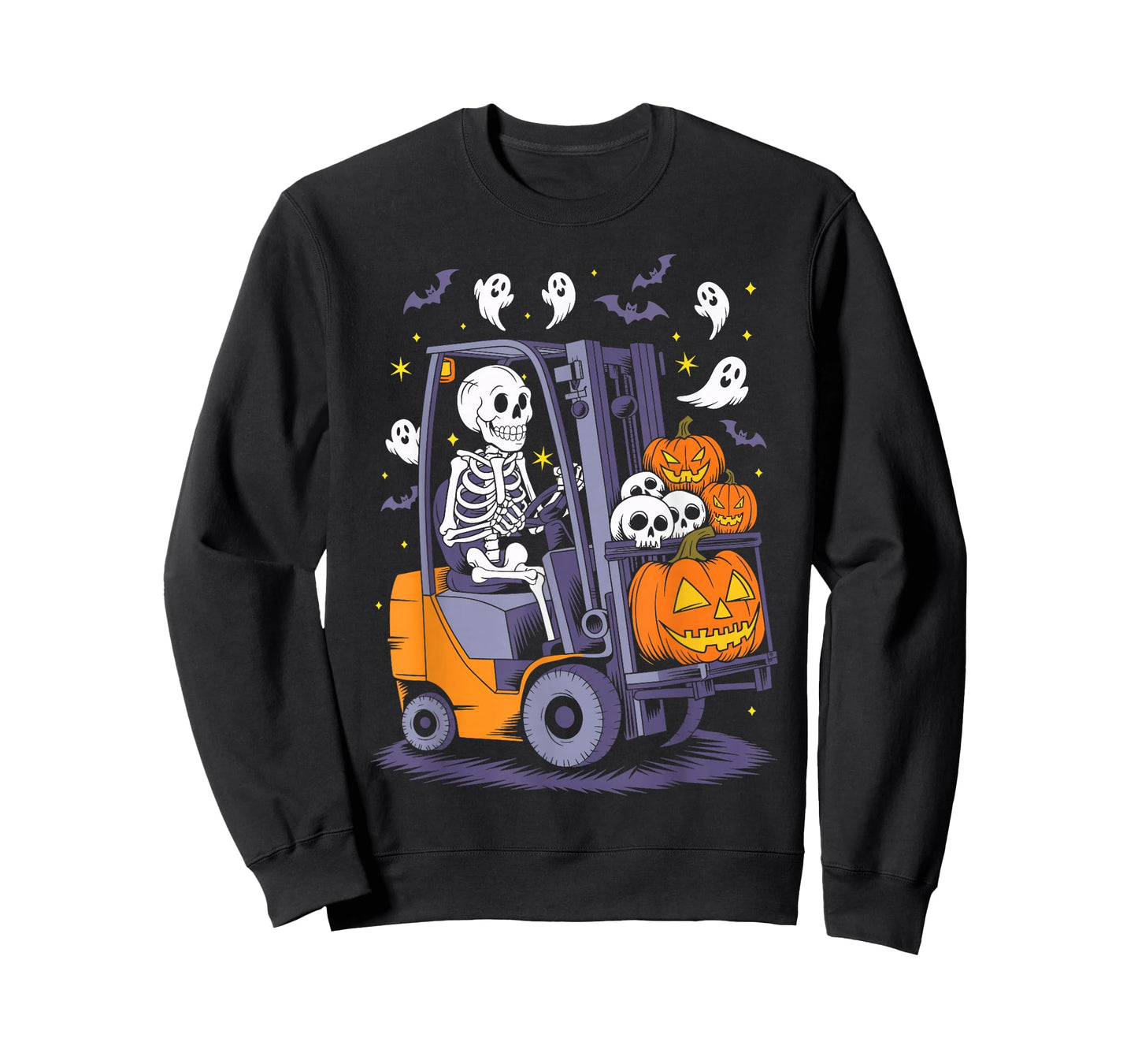 Funny Skeleton Forklift Operator Spooky Halloween Costume T-Shirt