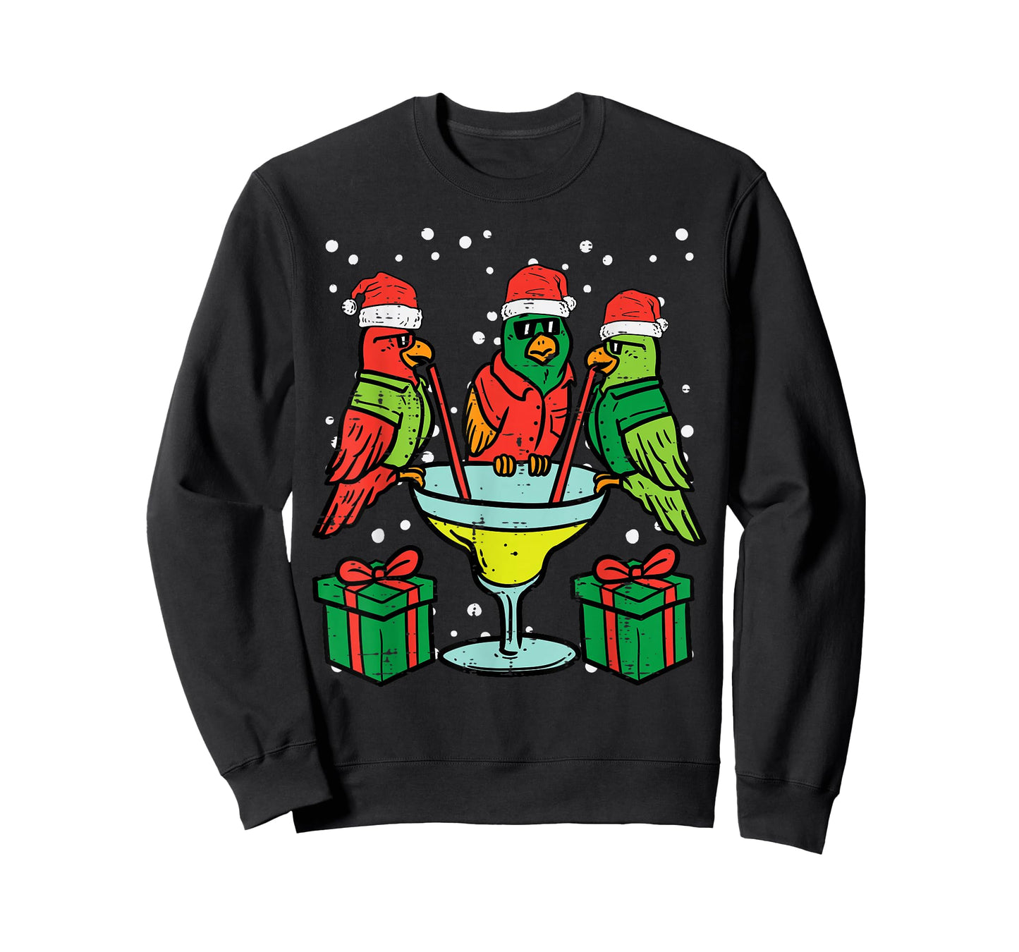 Christmas Parrots Santa Funny Xmas Bird Vacation Men Women T-Shirt