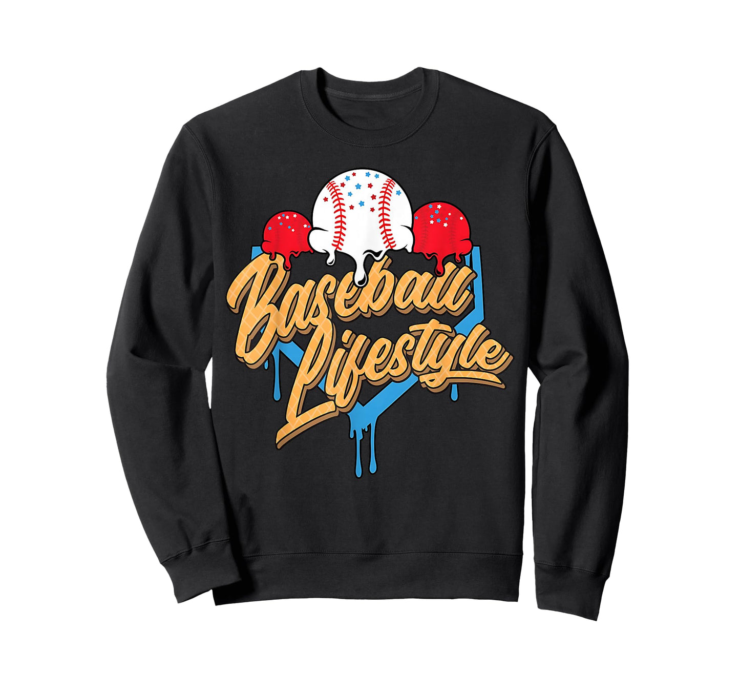 Baseball Lifestyle Home Plate Ice Cream Drip Men Boys Youth T-Shirt