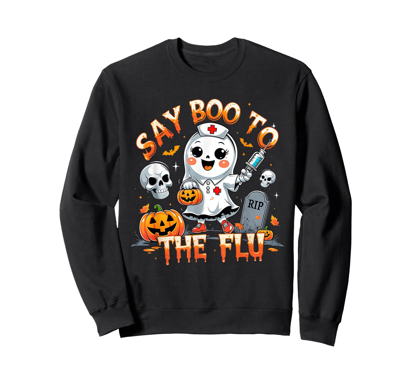 Say Boo to The Flu Ghost Nurse Halloween Costume T-Shirt