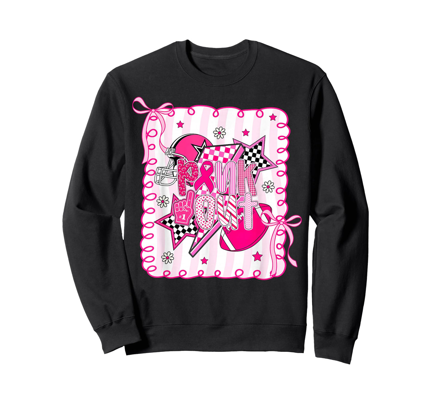 Pink Out Football Breast Cancer Awareness Game Day Football T-Shirt