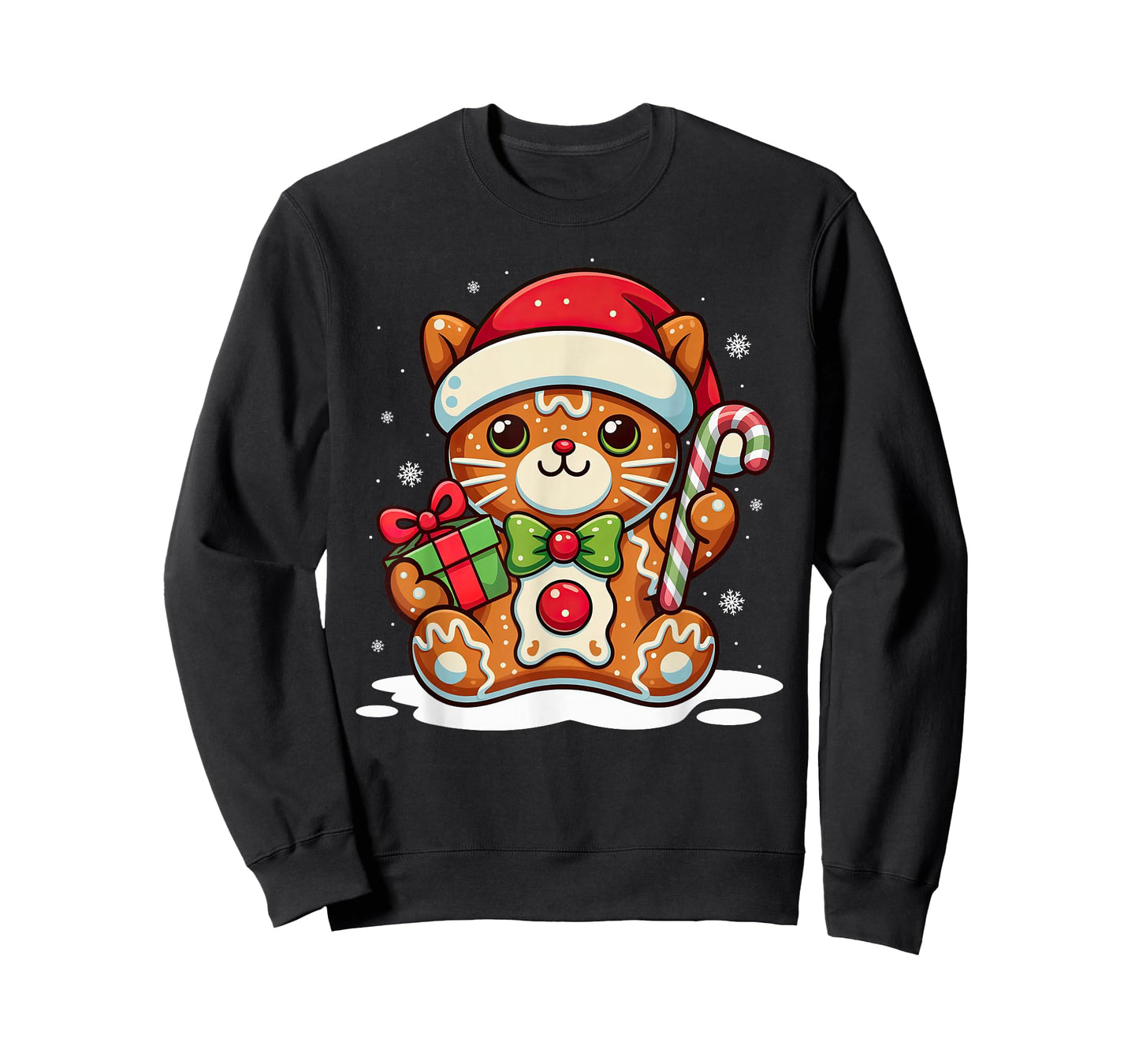 Cute Cat Gingerbread Man Christmas Shirt for Women Men Kids T-Shirt