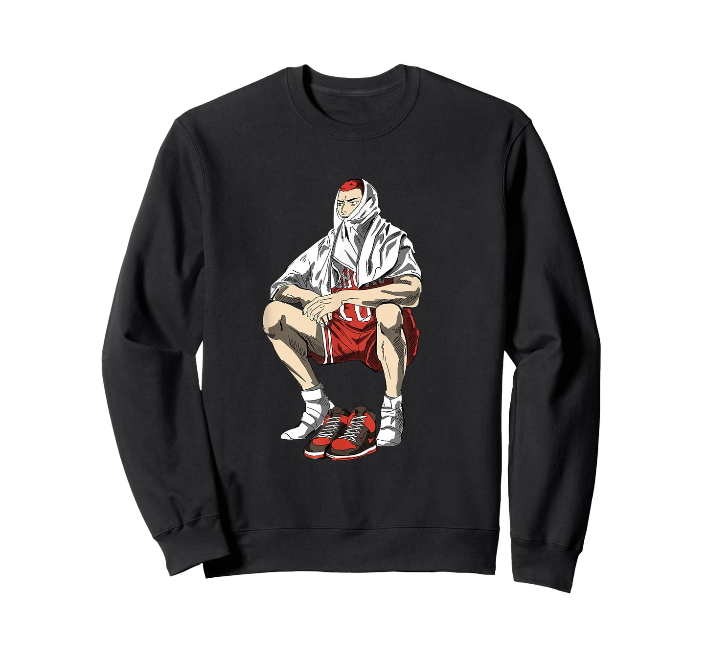Bokchu Hanamichi Sakuragi Anime Cartoon T-Shirt, Black, Small, Unisex-Adults, Short Sleeve, T-Shirt, Casual, Trendy