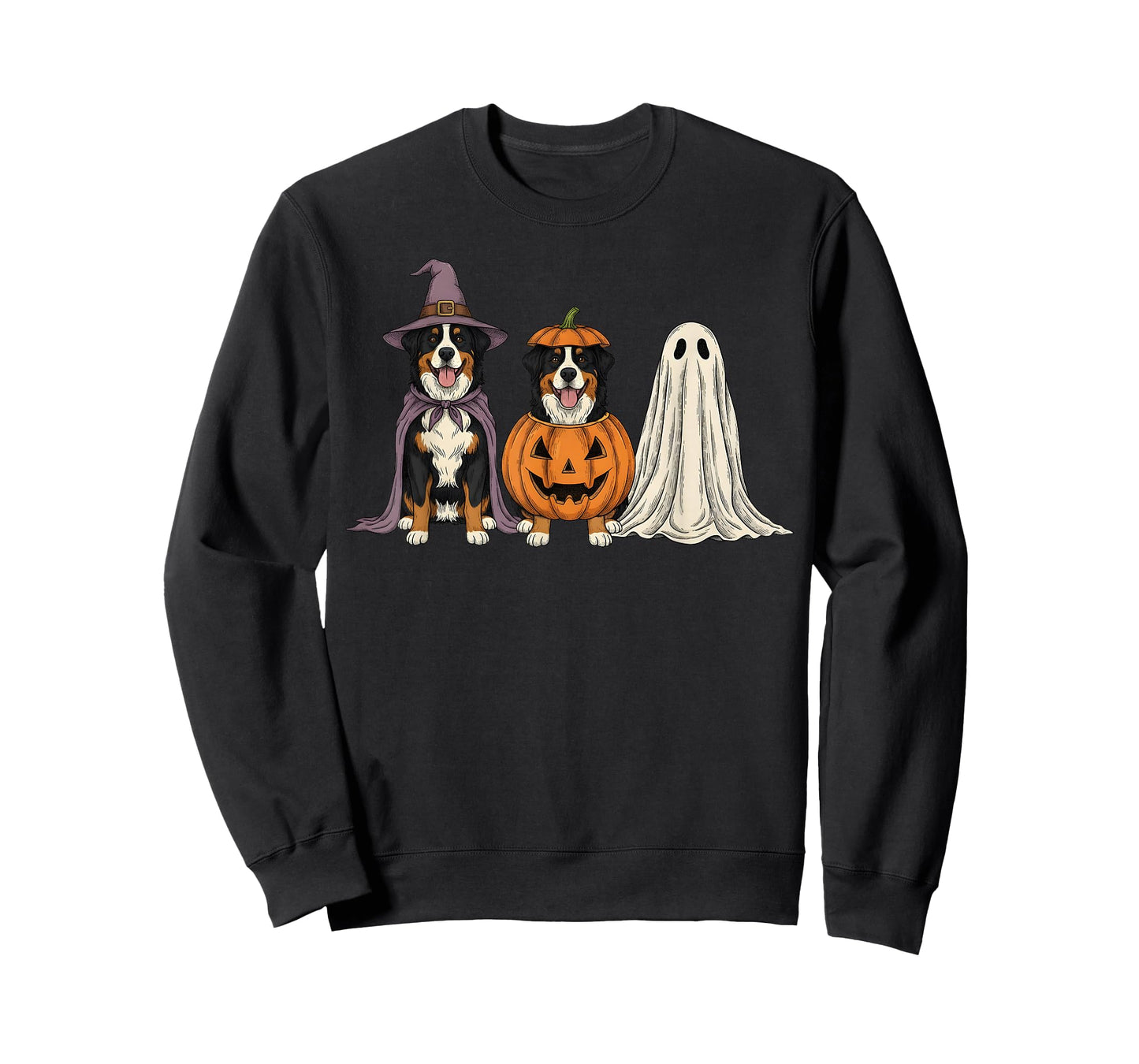 Spooky Ghost Bernese Mountain Dog Pumpkin Halloween T-Shirt