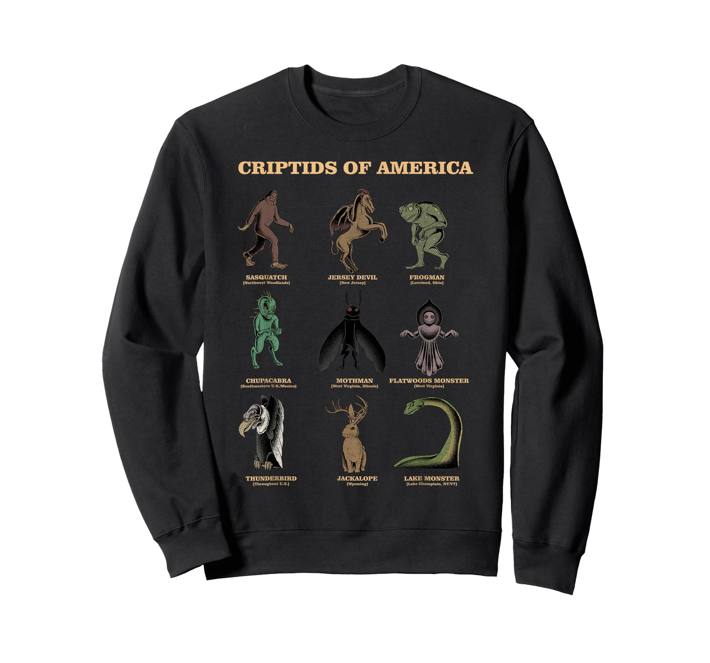 Cryptid Shirt Monster of America Educational Cryptozoology T-Shirt