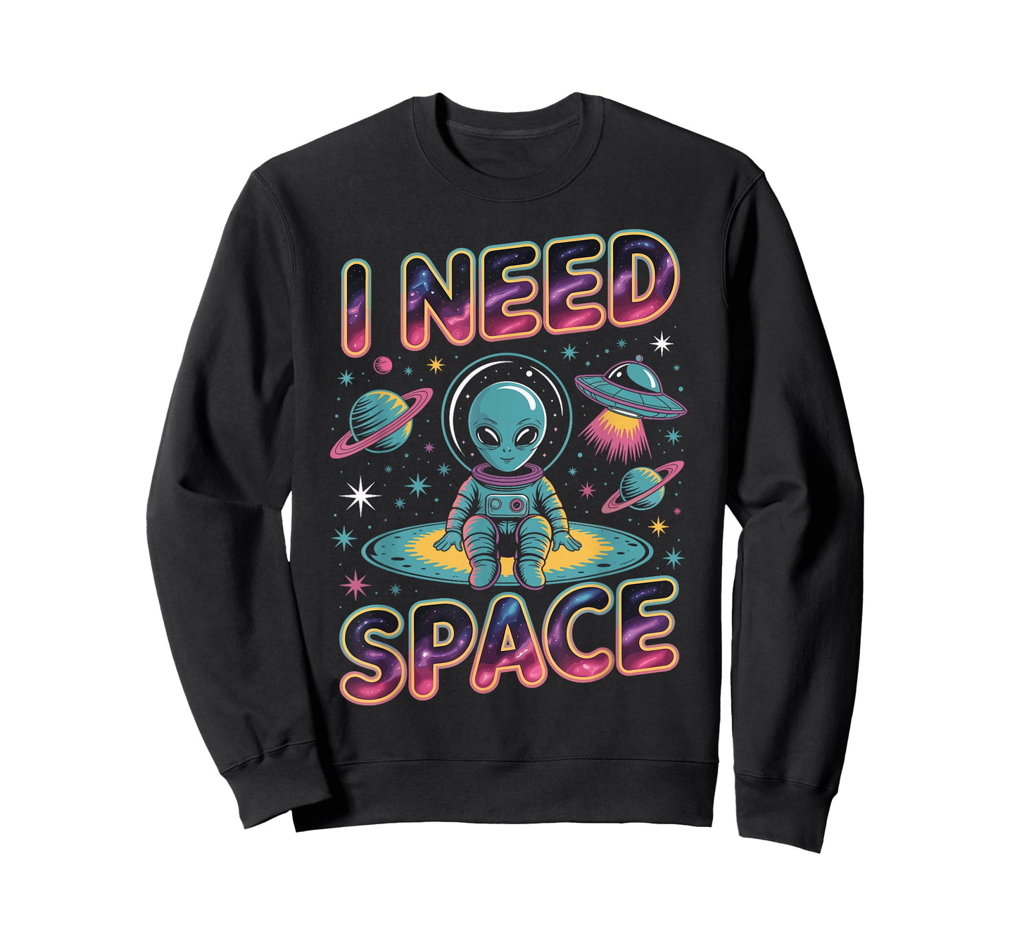 I Need Space Funny Alien Astronaut Retro Planet T-Shirt