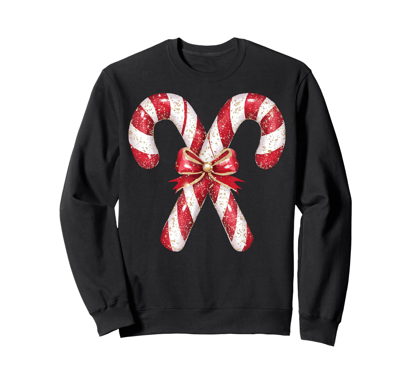 Retro Coquette Bow Candy Cane Christmas Season Girls Womens T-Shirt