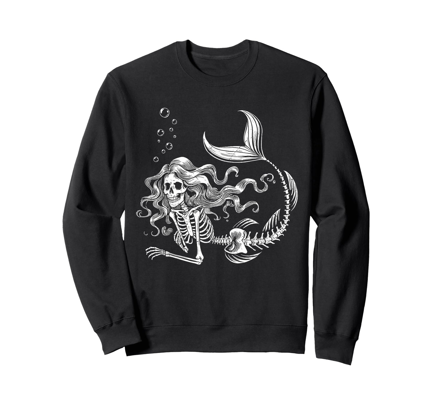 Funny Mermaid Skeleton Halloween Costume Women Girls Kids T-Shirt