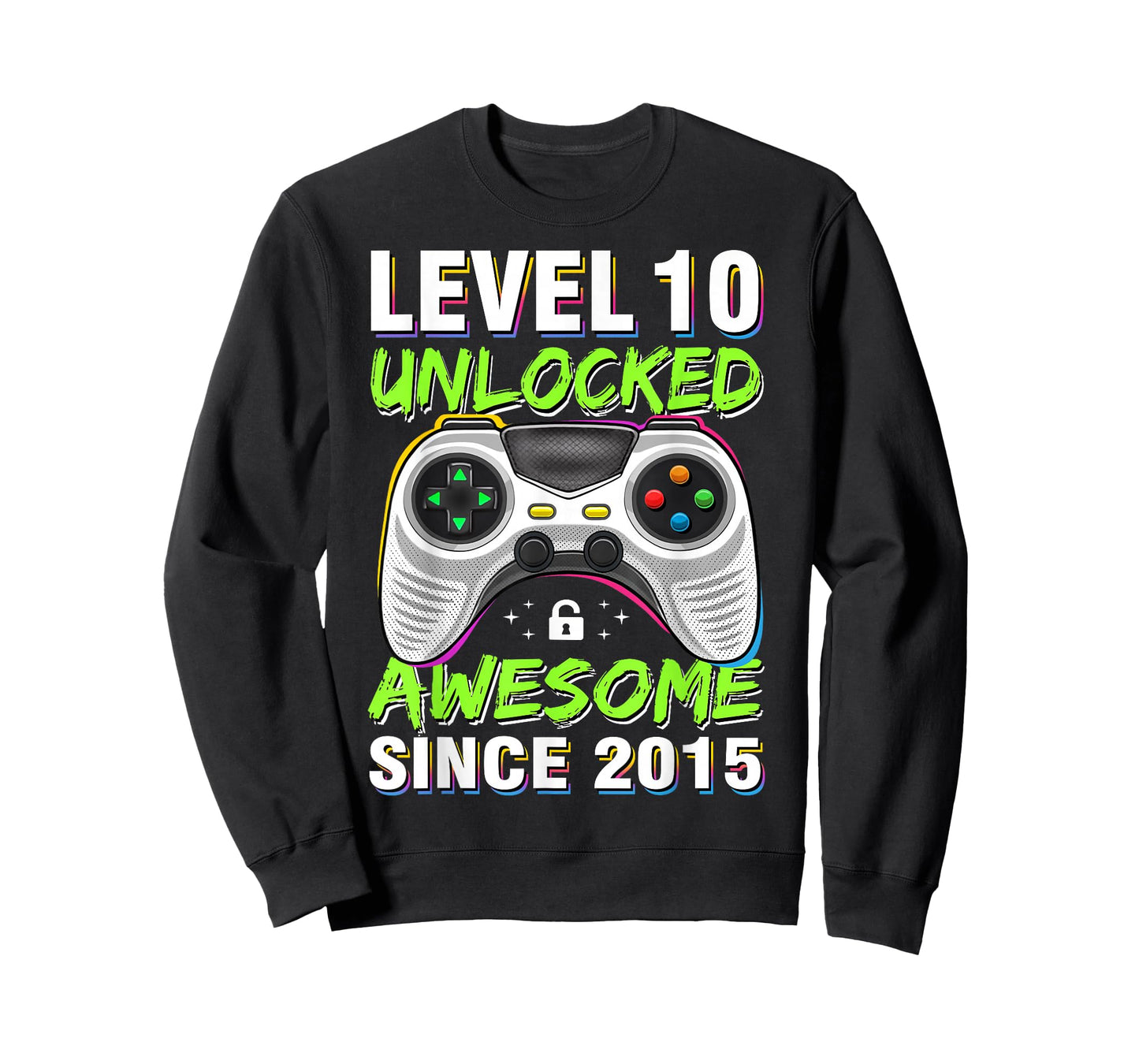 Level 10 Unlocked Awesome Since 2015 10th Birthday Gaming T-Shirt