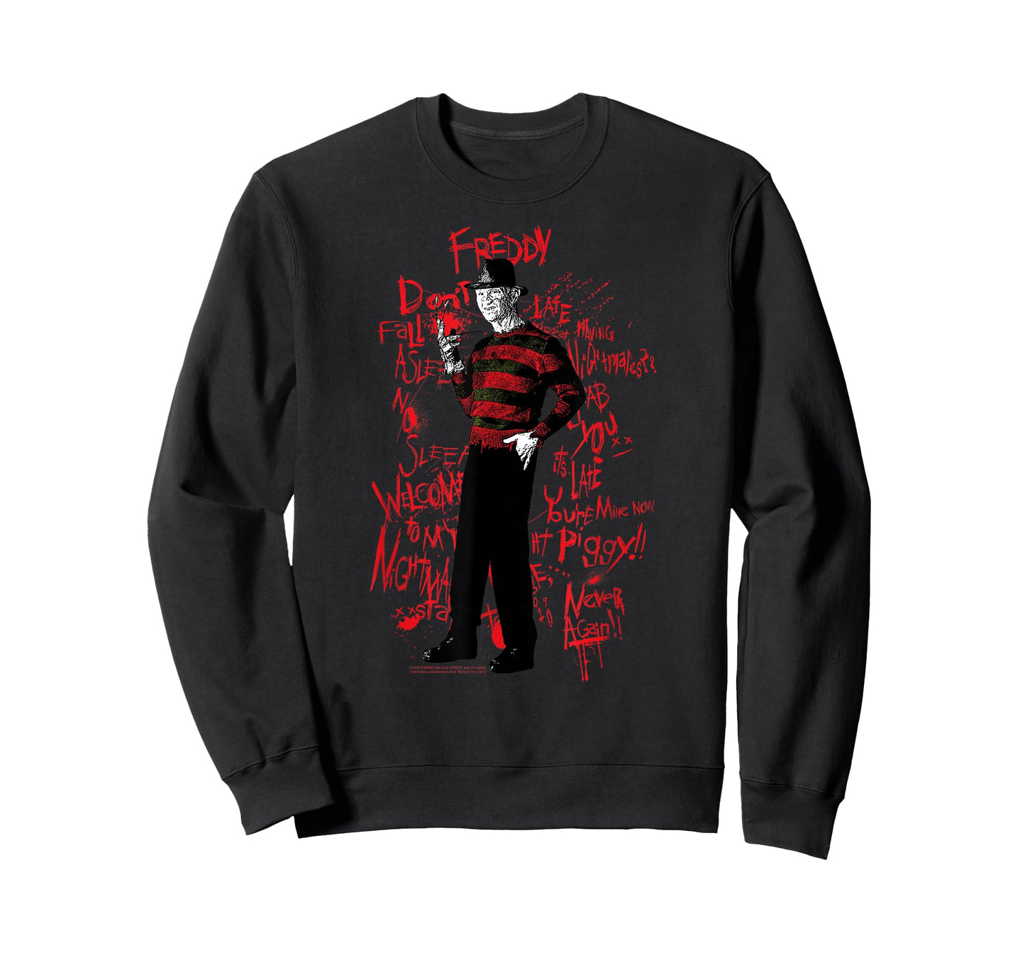 A Nightmare on Elm Street Freddy Sketched Text Horror Movie T-Shirt