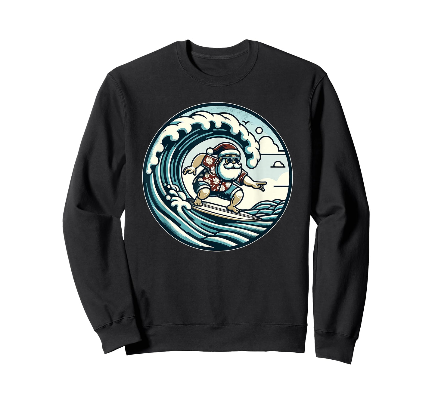 Santa Claus Hawaiian Surfing Christmas Aloha Tropical Xmas T-Shirt