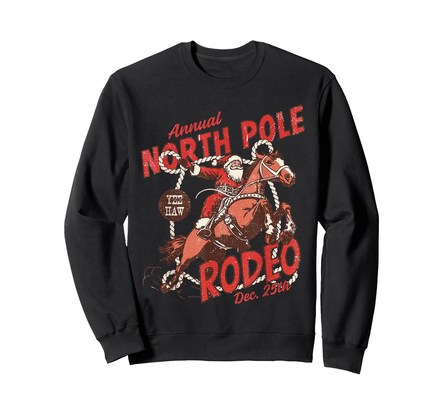 North Pole Rodeo Tee Cowboy Santa Horseback Santa Claus T-Shirt