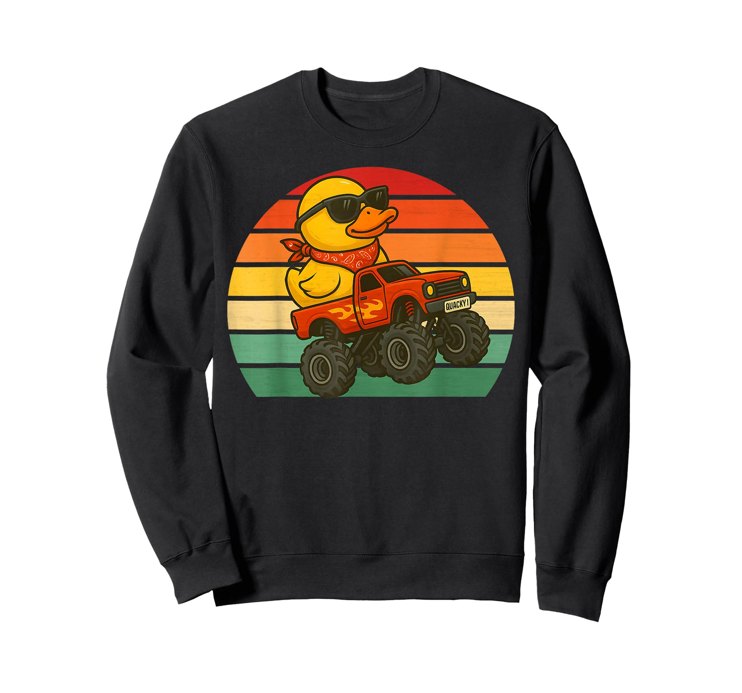 Rubber Duck Riding Monster Truck Retro Boys Rubber Ducky 70s T-Shirt