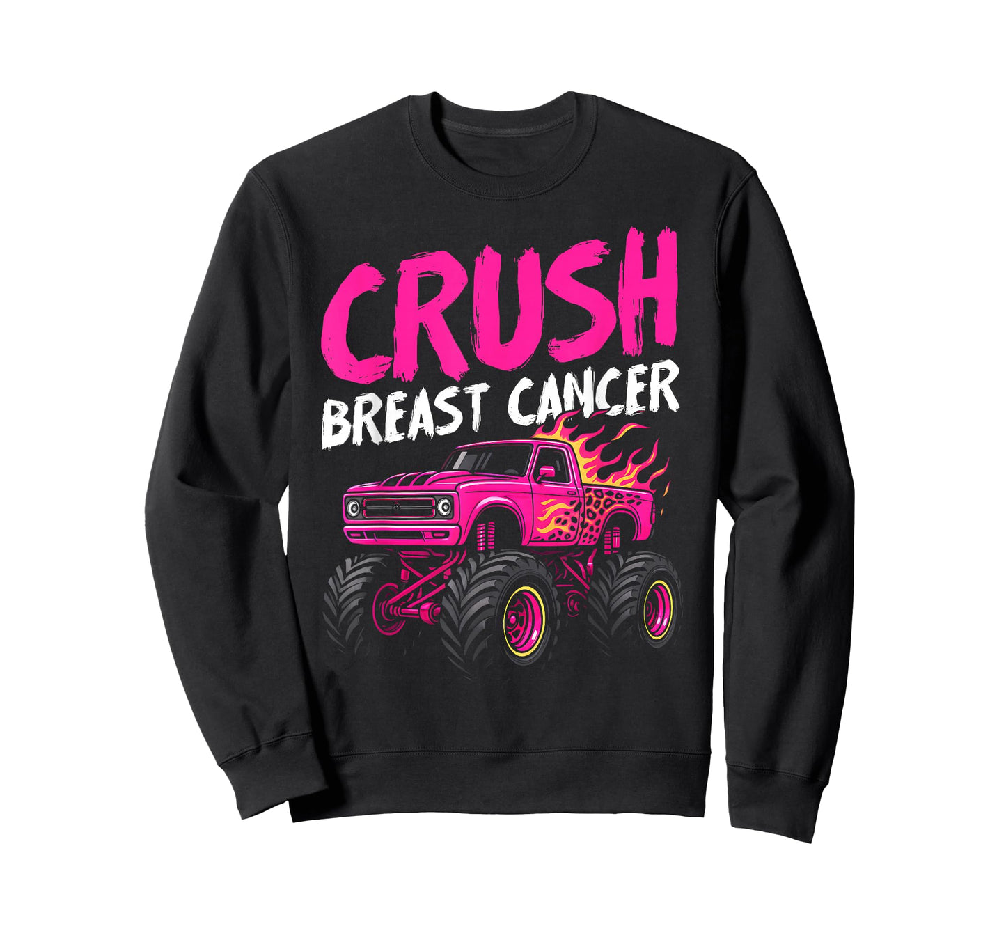 Crush Breast Cancer Awareness Monster Truck Toddler Boy Kids T-Shirt