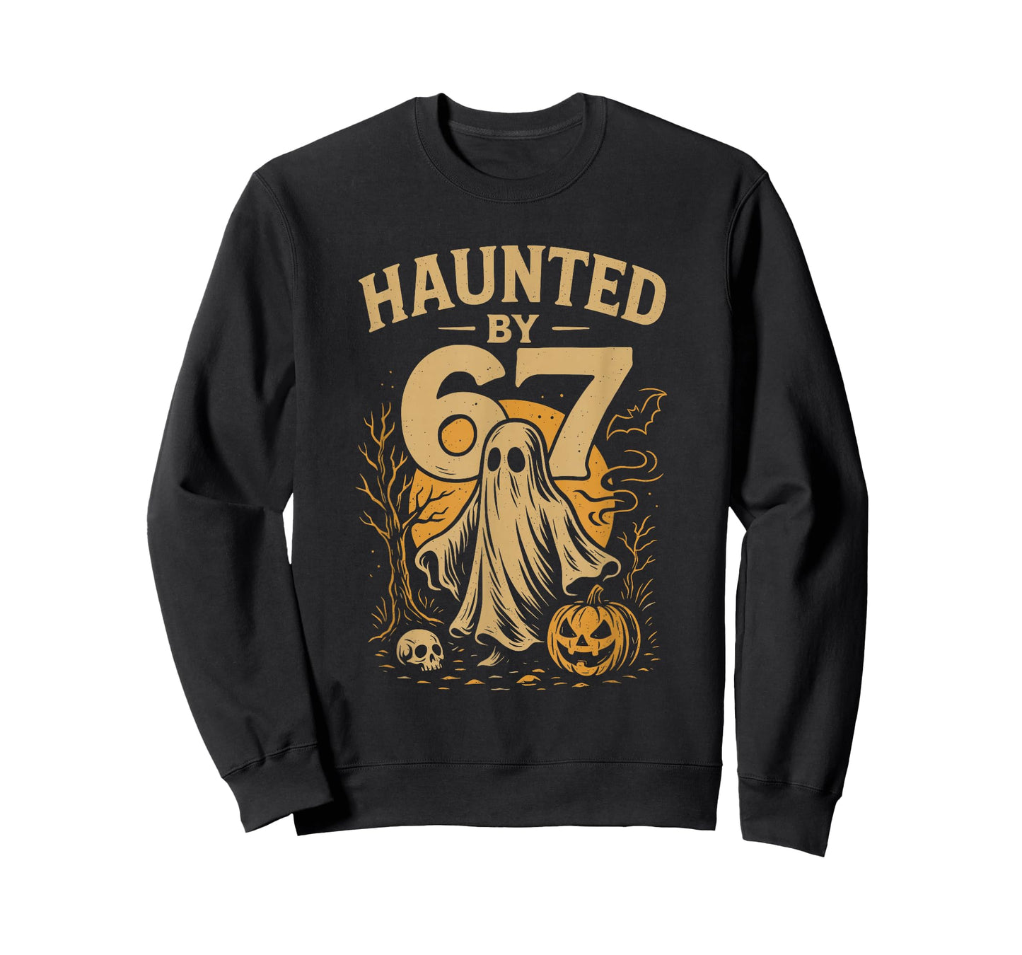 Haunted by 67 Ghost Funny Halloween Math Joke Student Retro T-Shirt