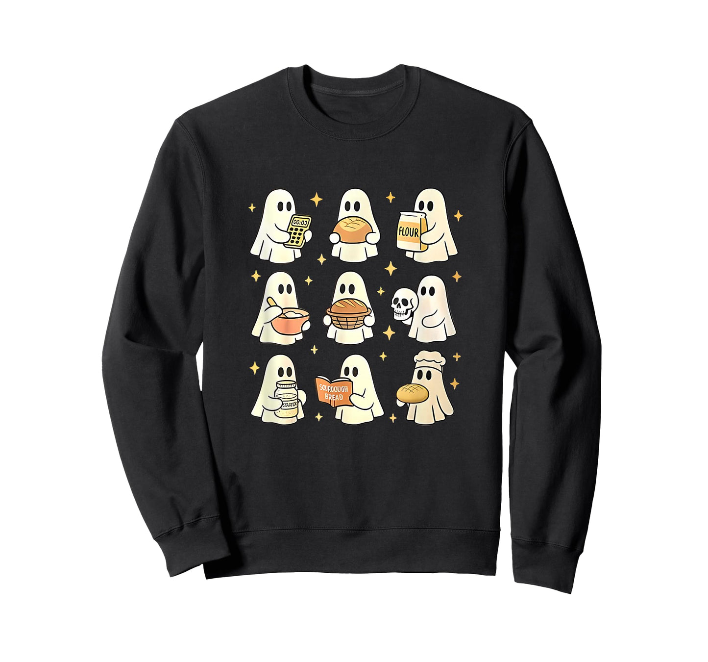 Cute Ghosts Baking Sourdough Bread Halloween Theme T-Shirt