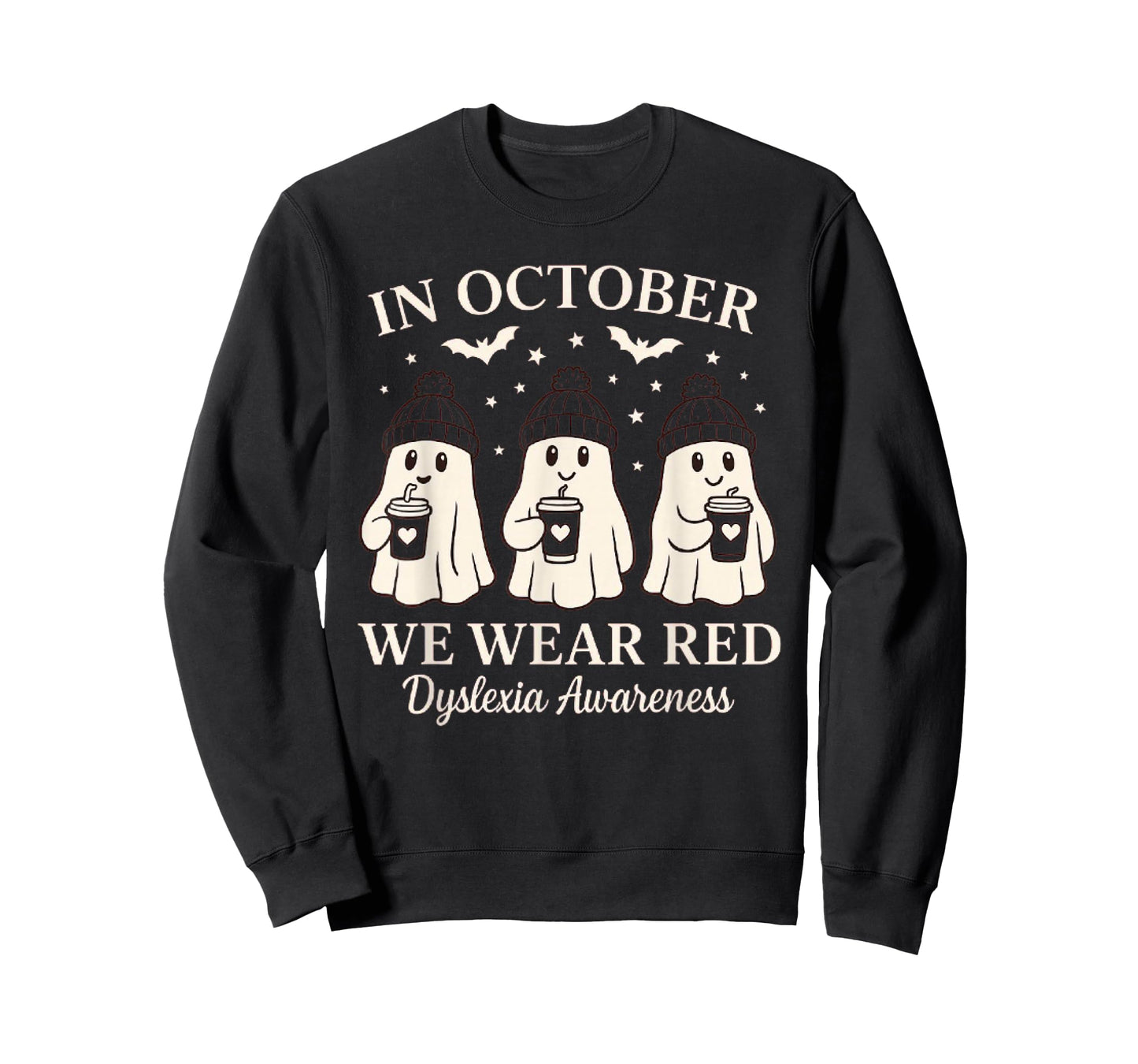 in October we wear red Dyslexia Awareness Halloween Ghost T-Shirt