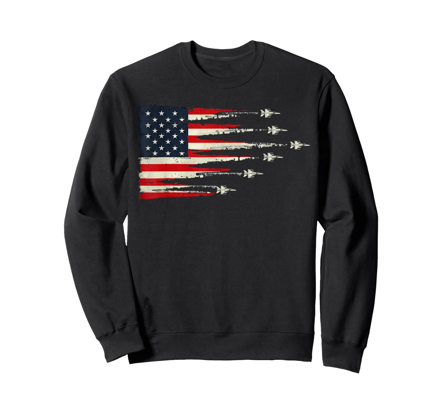 Patriotic Red White Blue USA Flag Fighter Jets 4th of July T-Shirt