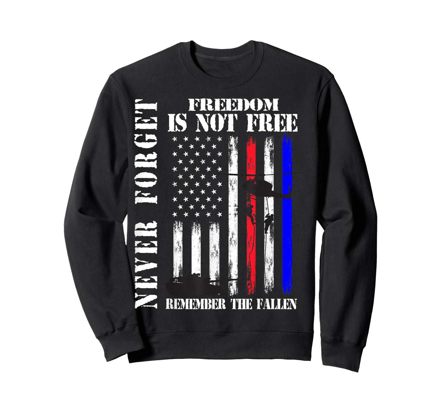 Never Forget Freedom Isn't Free Veteran Memorial Day Graphic T-Shirt