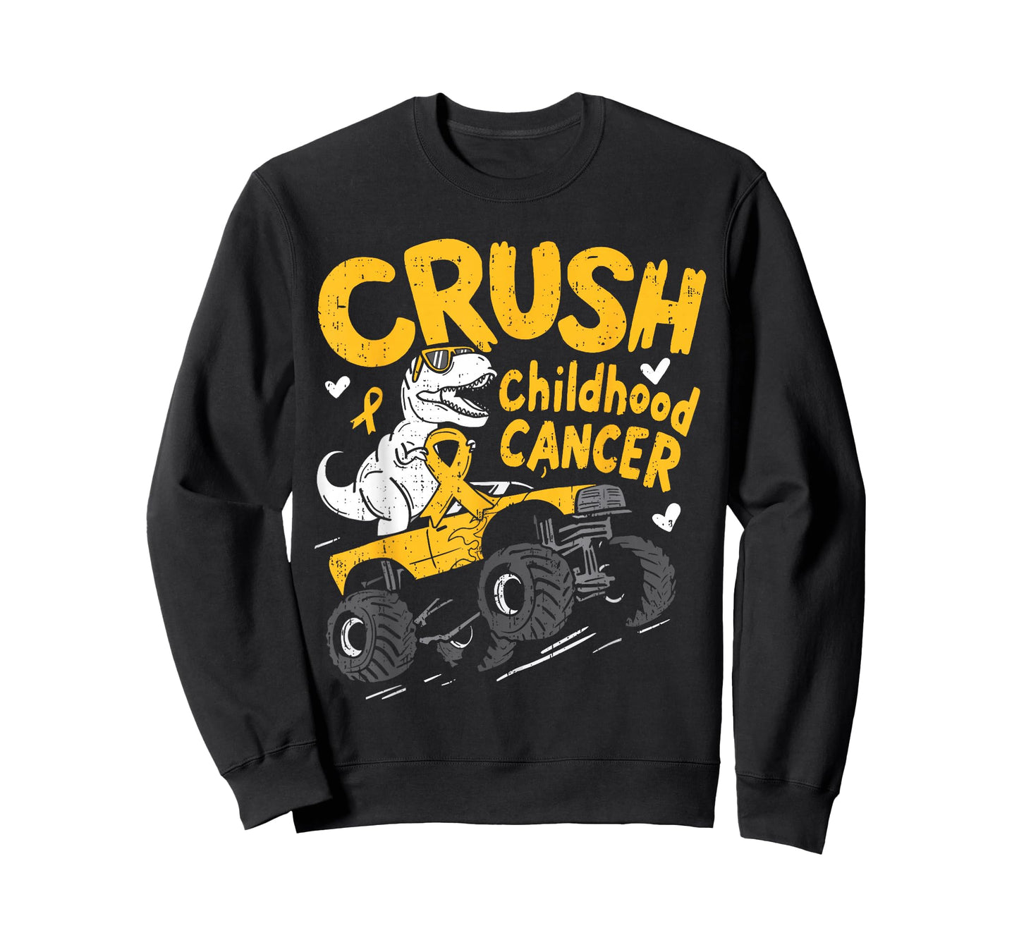 Crush Childhood Cancer Awareness T Rex Dino Truck Boy Kids T-Shirt