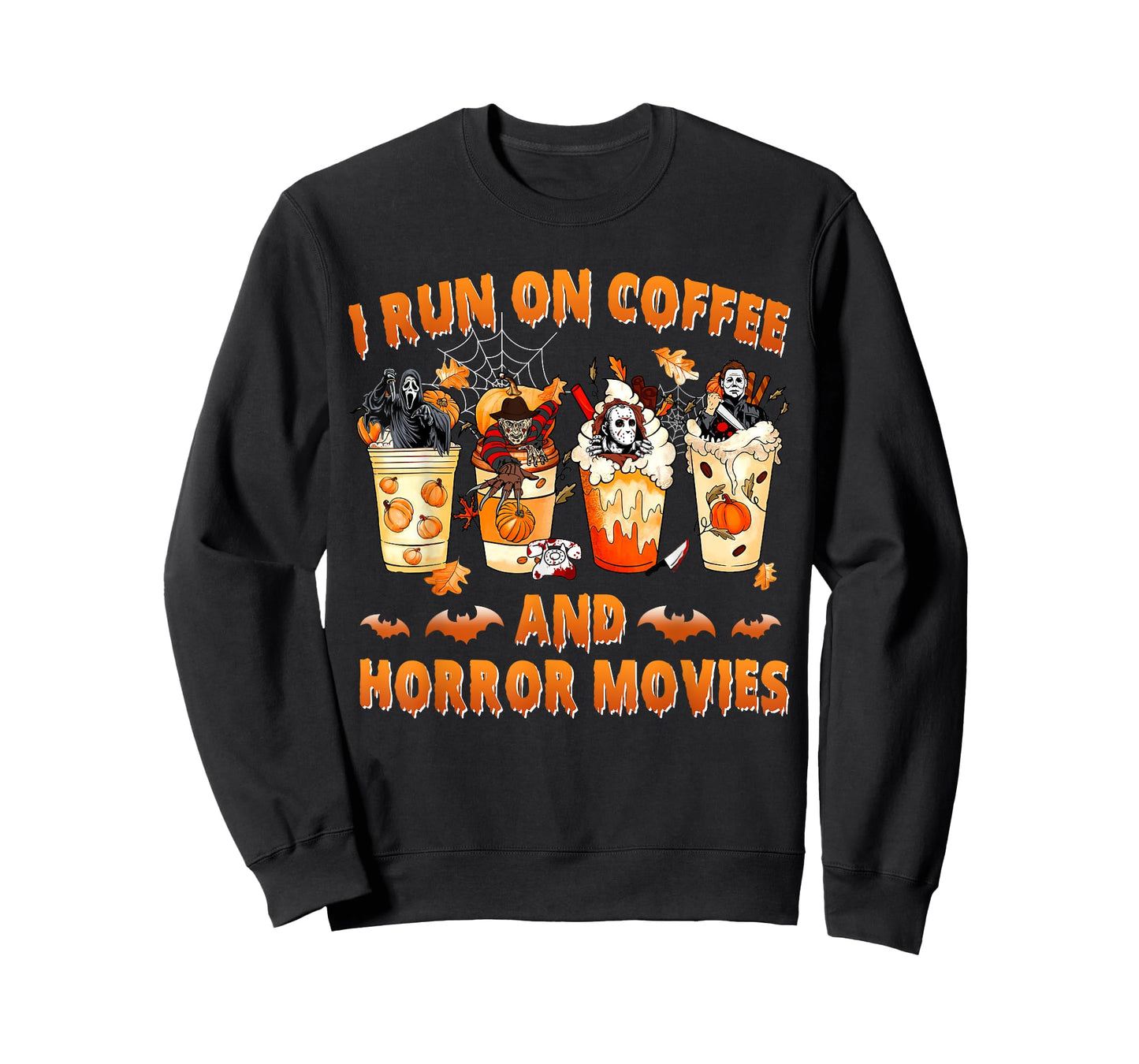 I Run on Coffee And Horror Movies Halloween Latte Coffee Cup T-Shirt