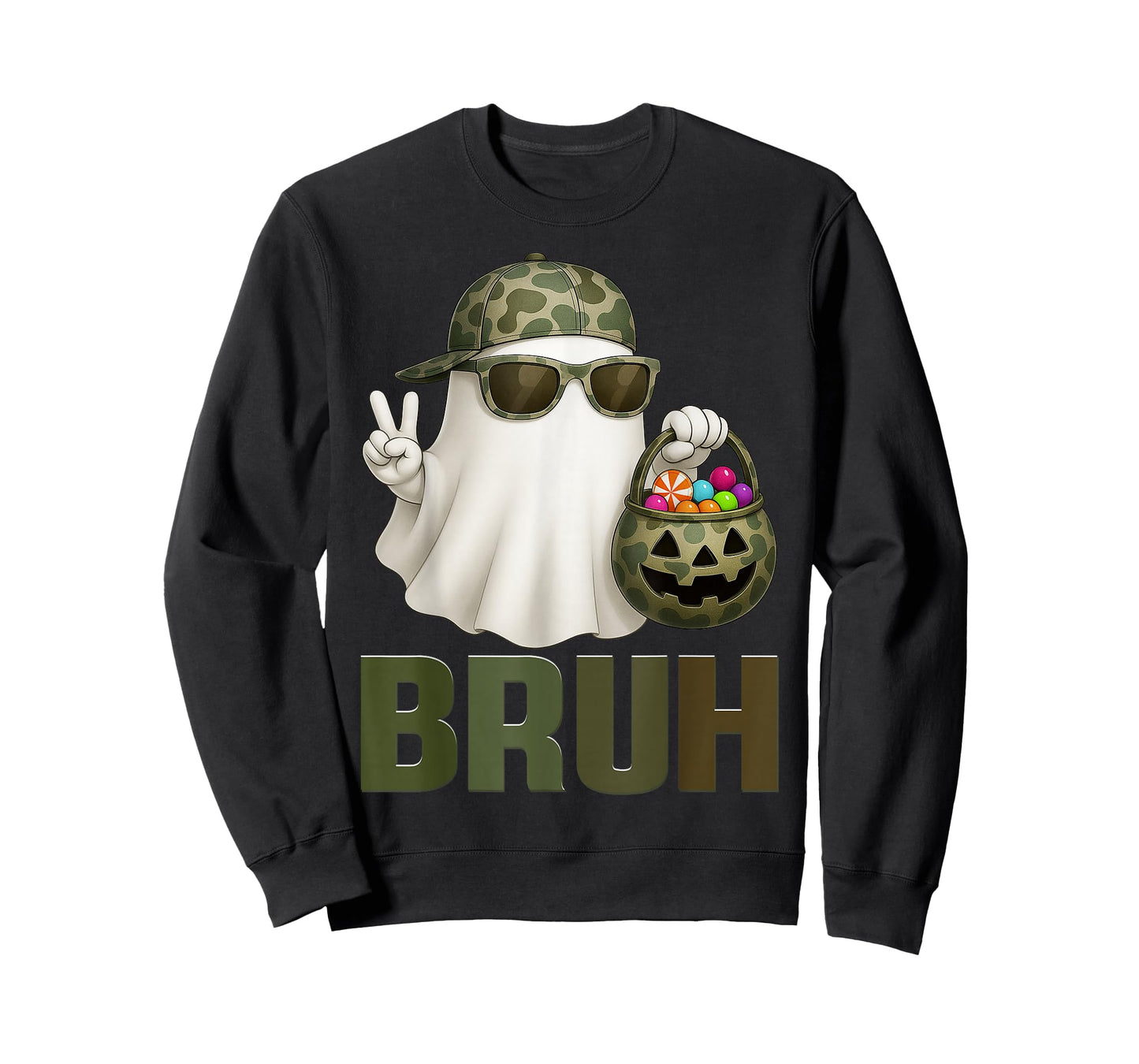 Bruh Halloween Camouflage Camo Ghost Hello Costumes Boy T-Shirt