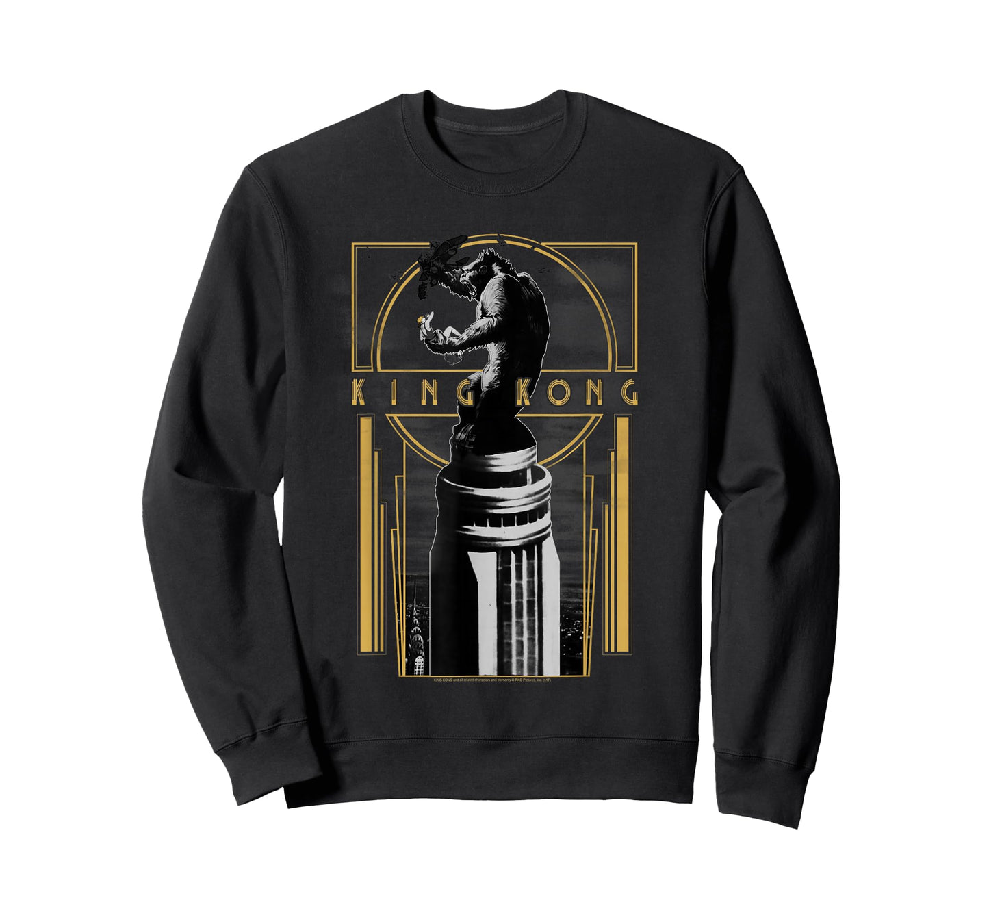 Warner Bros. King Kong Deco Grey Cotton Polyester Blend Regular Fit Crew Neck Short Sleeve T-Shirt, Small, Unisex-Adults, Women, Casual, Spring, Summer