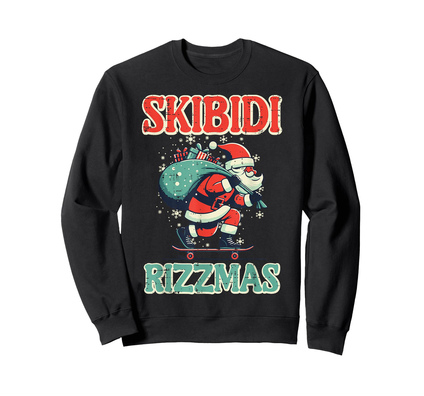 Skibidi Rizzmas Santa Funny Christmas Boys Teens Kids Men T-Shirt